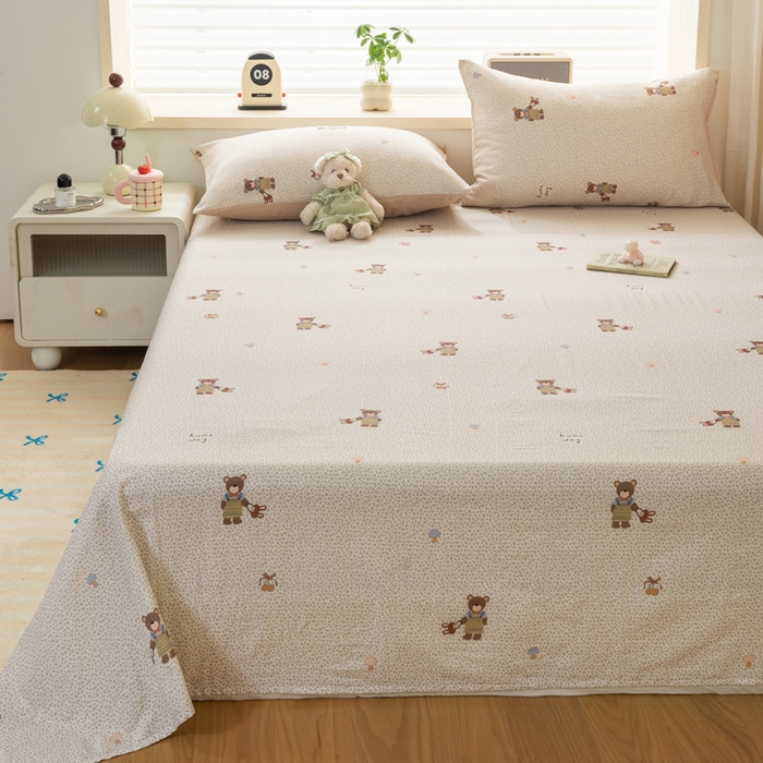 91家纺网 家纺一手货源 找家纺 雯雨家纺 2026新款A类全棉有氧双层纱单枕套 全棉双层纱枕套-朱迪熊-米