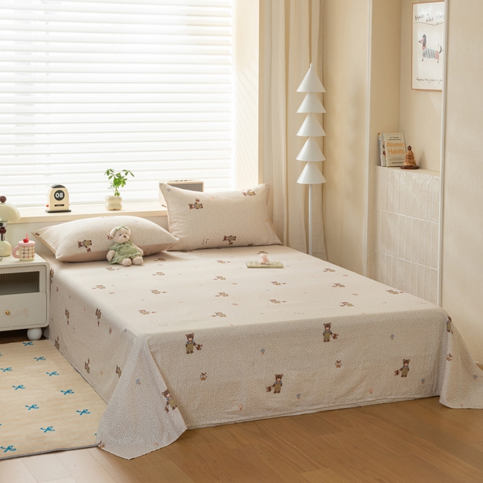 91家纺网 家纺一手货源 找家纺 雯雨家纺 2026新款A类全棉有氧双层纱单枕套 全棉双层纱枕套-朱迪熊-米