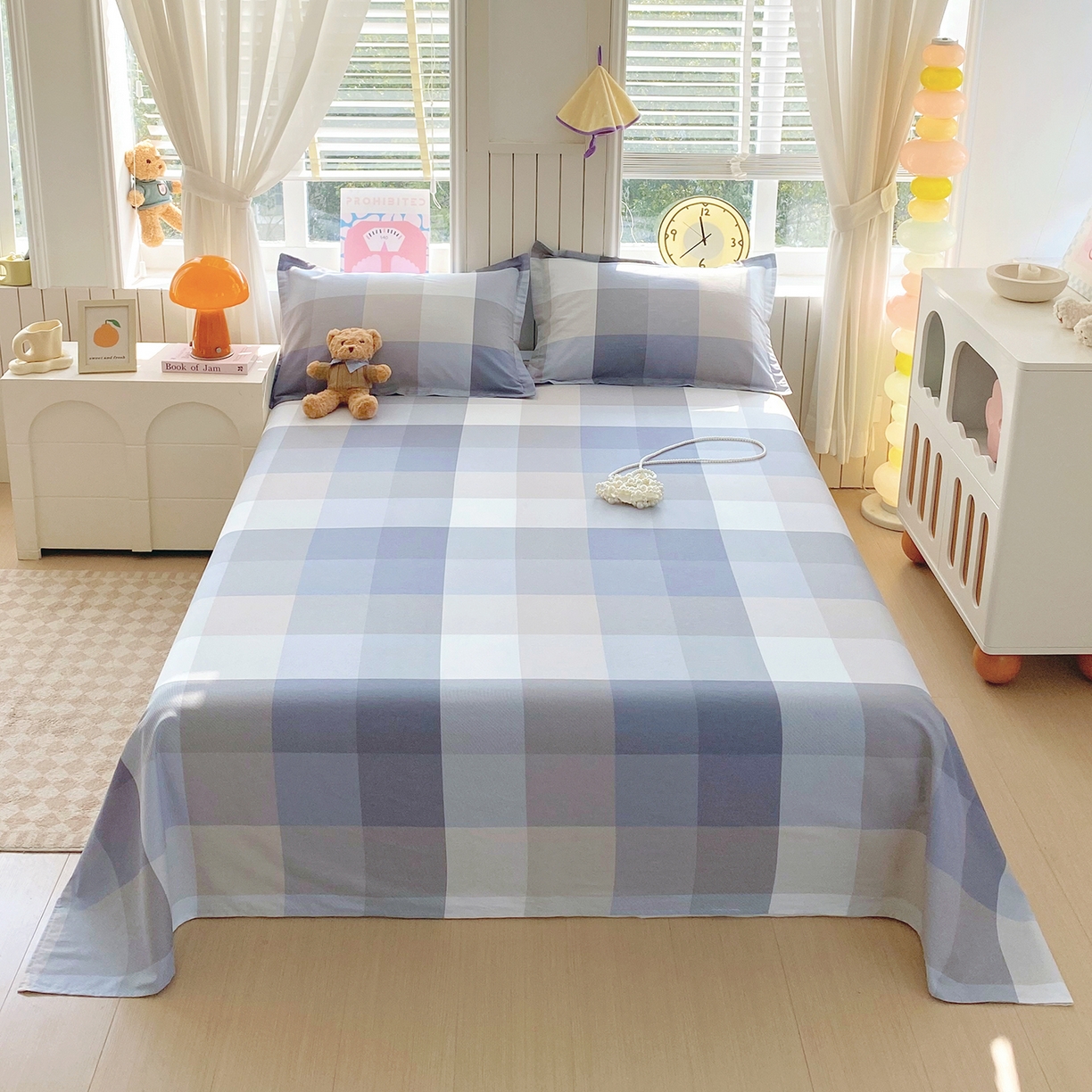 金丝兔 2026新款纯棉印花单品床单系列 格韵-灰