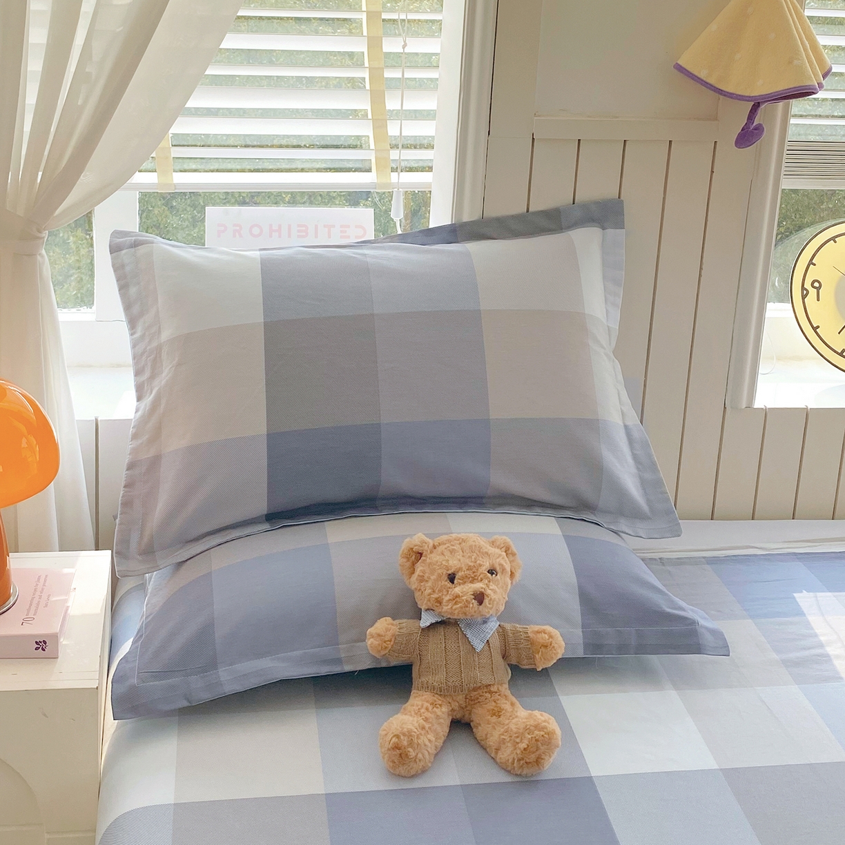 91家纺网 家纺一手货源 找家纺 金丝兔 2026新款纯棉印花单品床单系列 格韵-灰