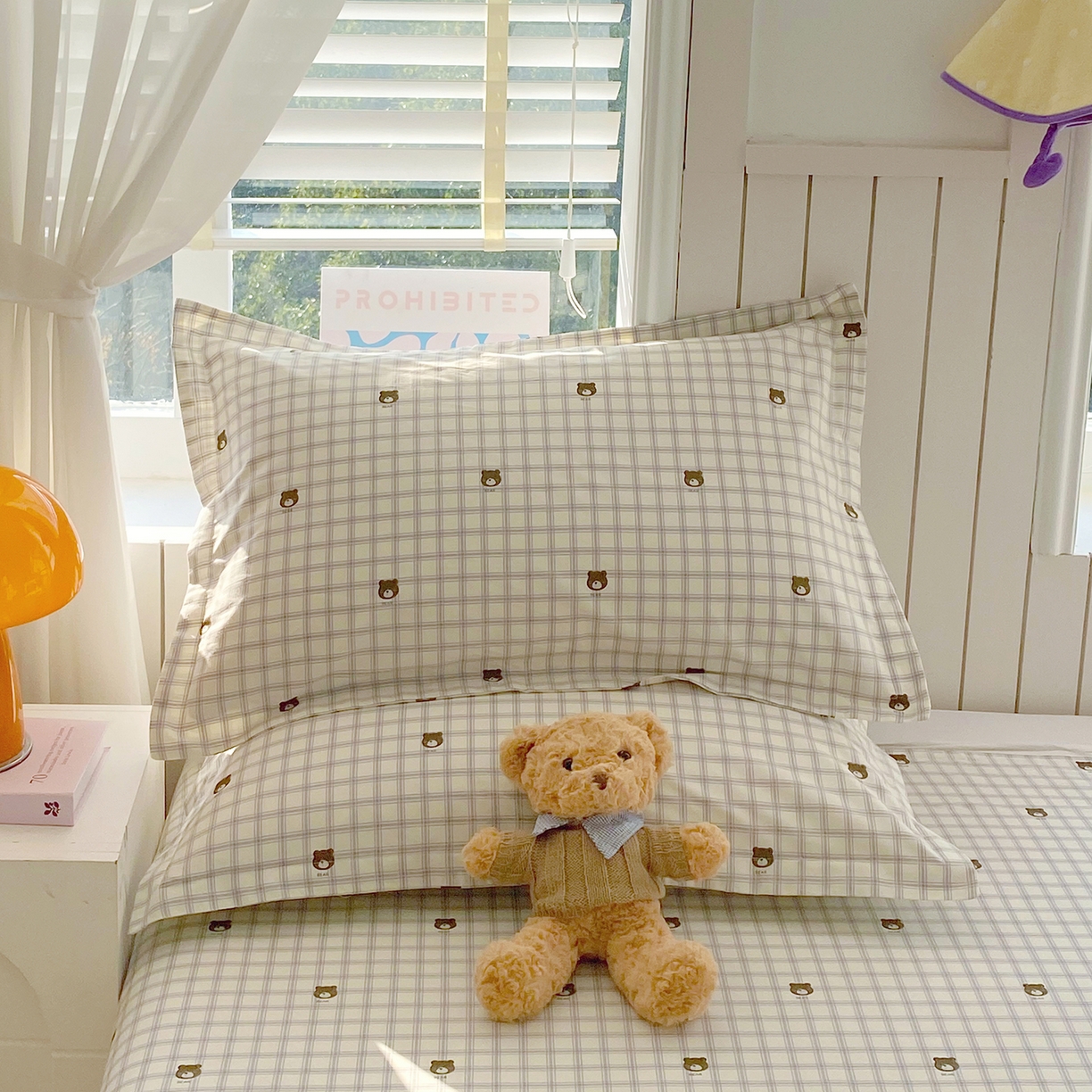 91家纺网 家纺一手货源 找家纺 金丝兔 2026新款纯棉印花单品床单系列 格子熊