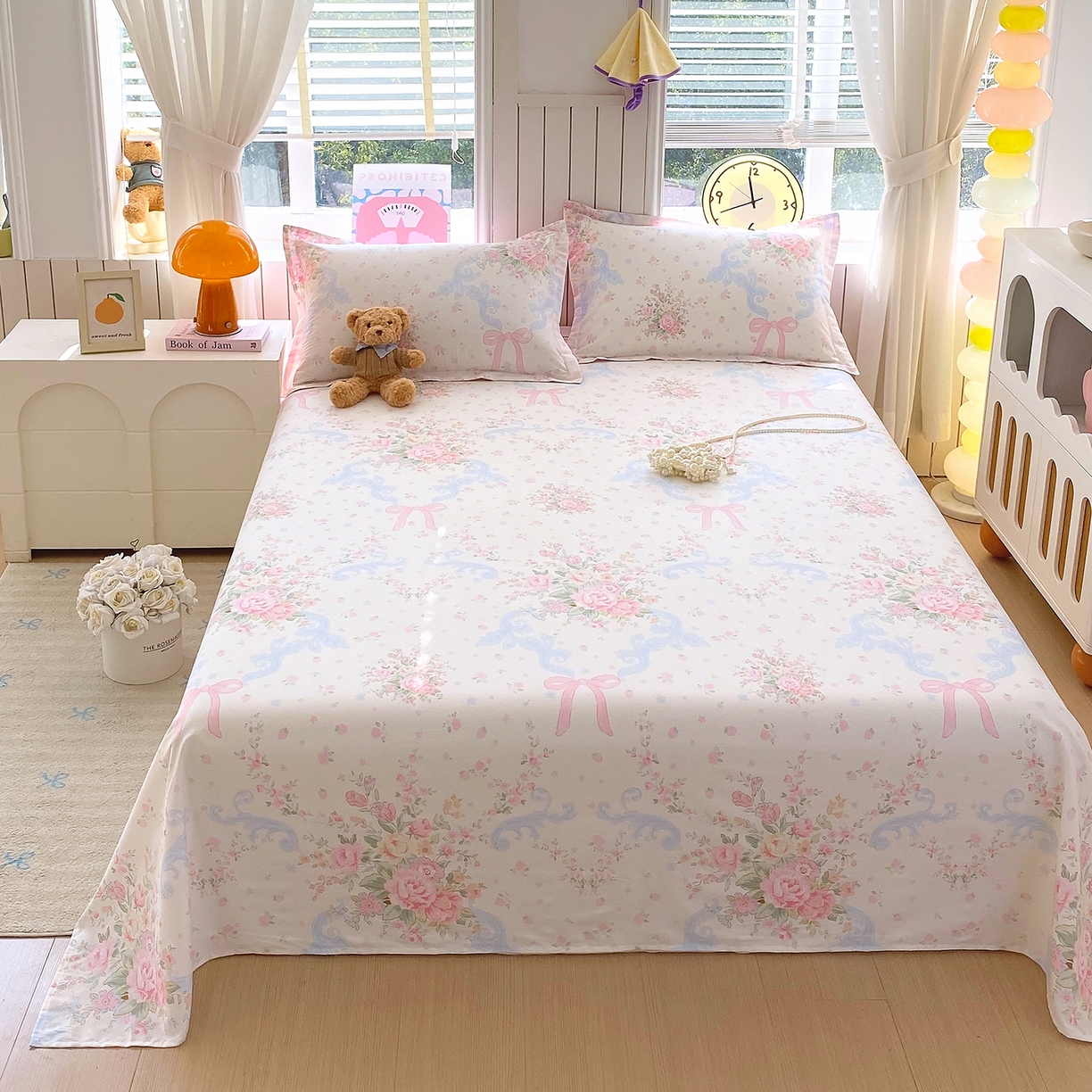 91家纺网 家纺一手货源 找家纺 金丝兔 2026新款纯棉印花单品床单系列 花漫歌