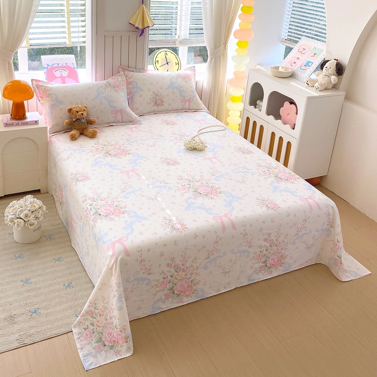 91家纺网 家纺一手货源 找家纺 金丝兔 2026新款纯棉印花单品床单系列 花漫歌