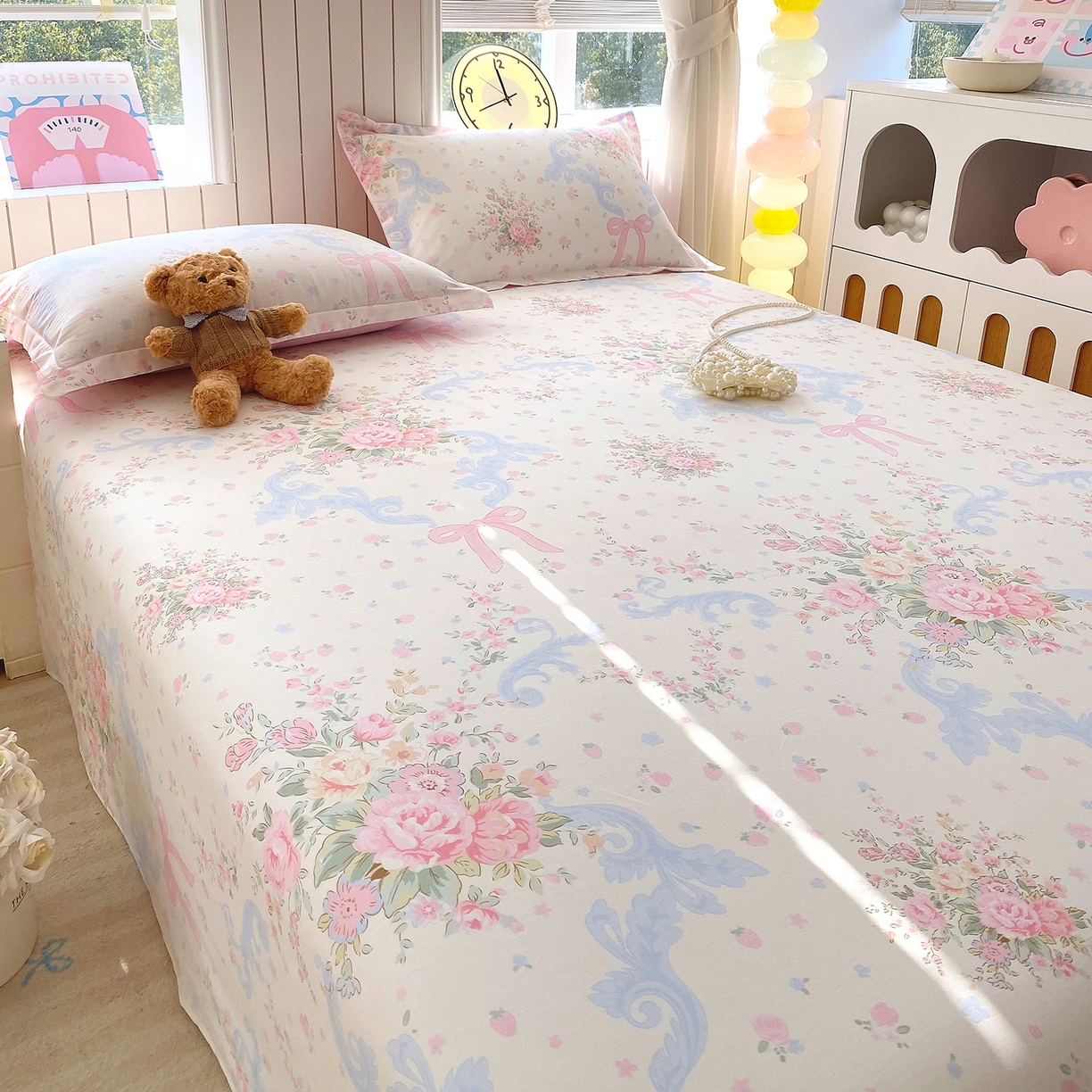 91家纺网 家纺一手货源 找家纺 金丝兔 2026新款纯棉印花单品床单系列 花漫歌