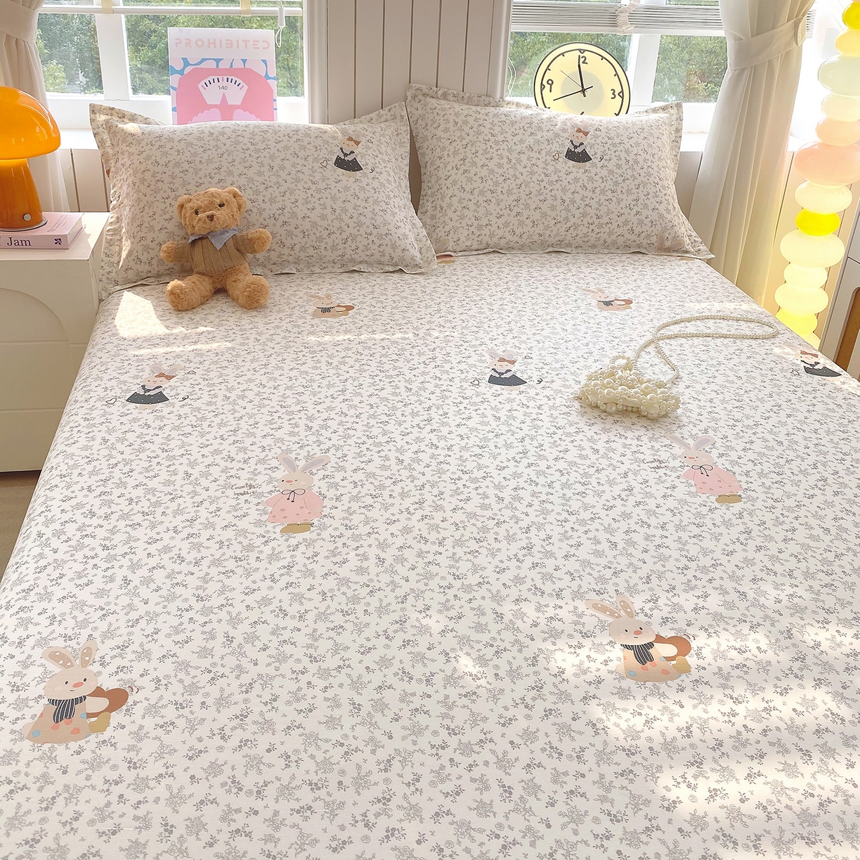 91家纺网 家纺一手货源 找家纺 金丝兔 2026新款纯棉印花单品床单系列 吉吉兔