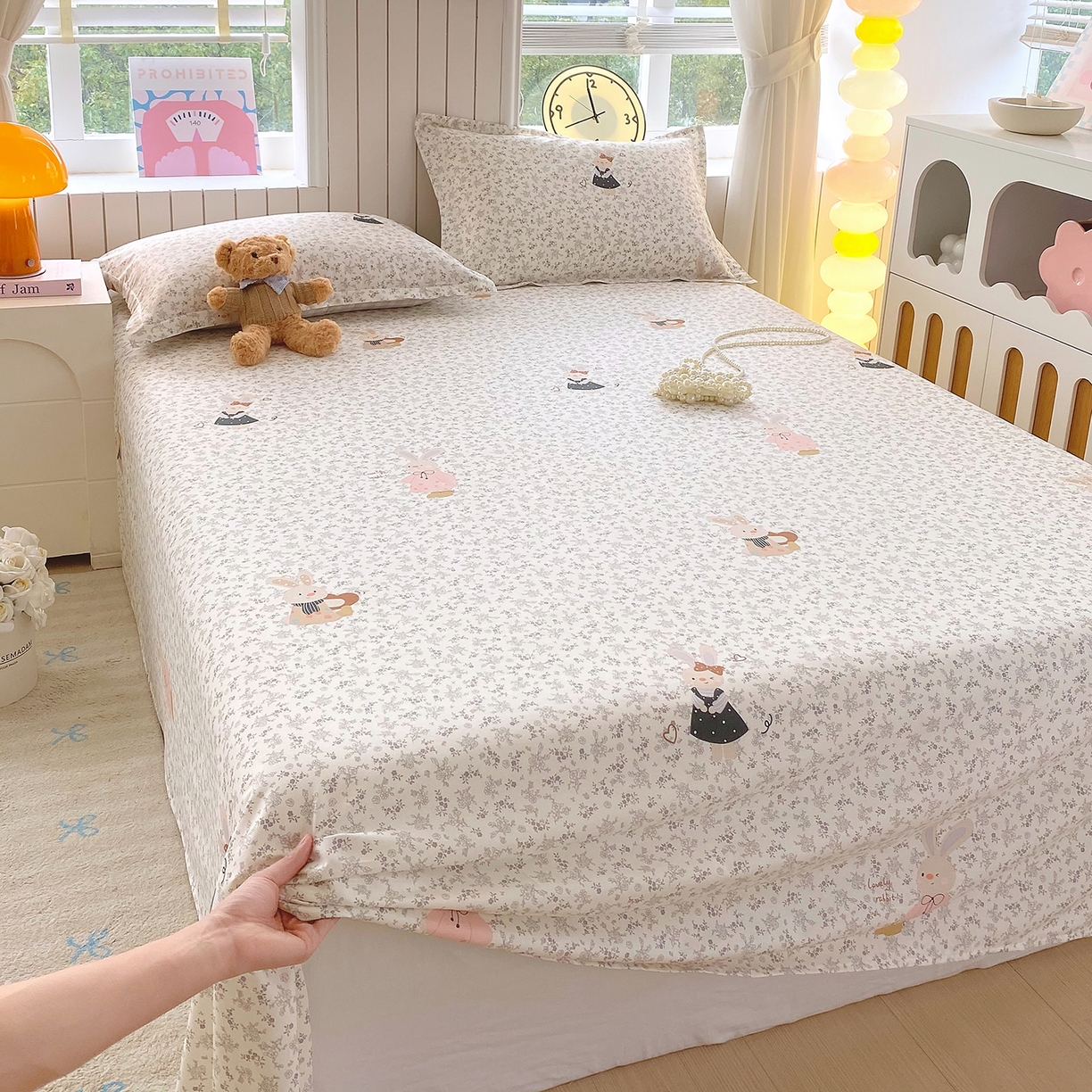 91家纺网 家纺一手货源 找家纺 金丝兔 2026新款纯棉印花单品床单系列 吉吉兔