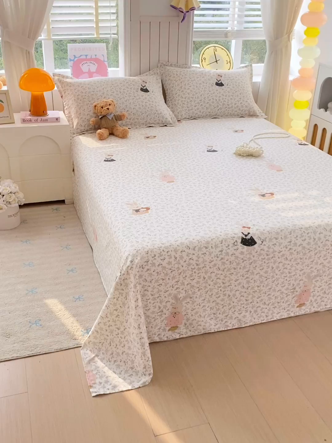 91家纺网 家纺一手货源 找家纺 金丝兔 2026新款纯棉印花单品床单系列 吉吉兔