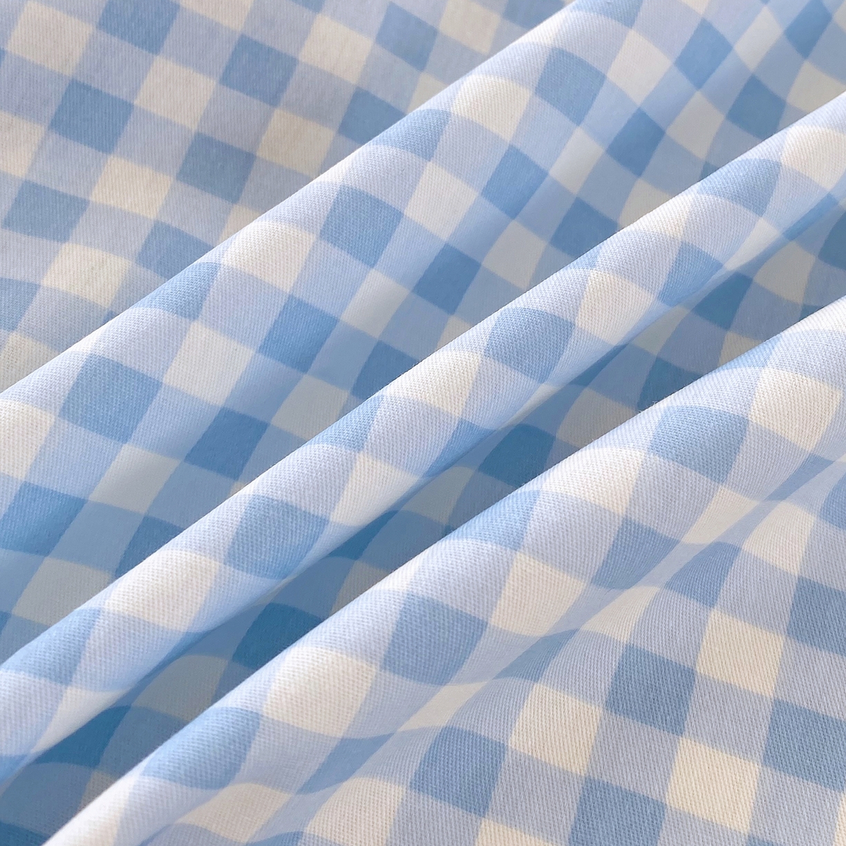 91家纺网 家纺一手货源 找家纺 金丝兔 2026新款纯棉印花单品床单系列 蓝小格