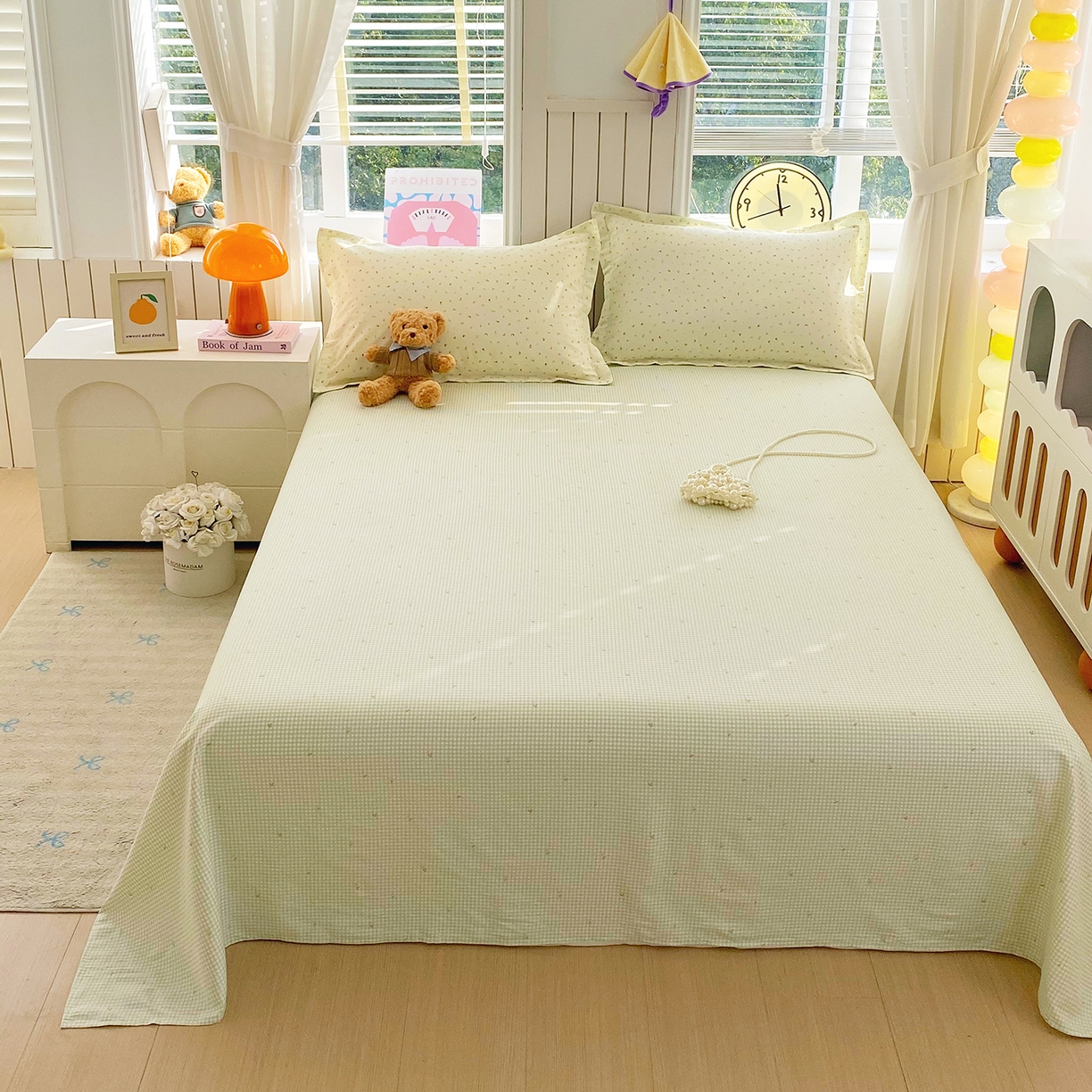 91家纺网 家纺一手货源 找家纺 金丝兔 2026新款纯棉印花单品床单系列 泡芙小花