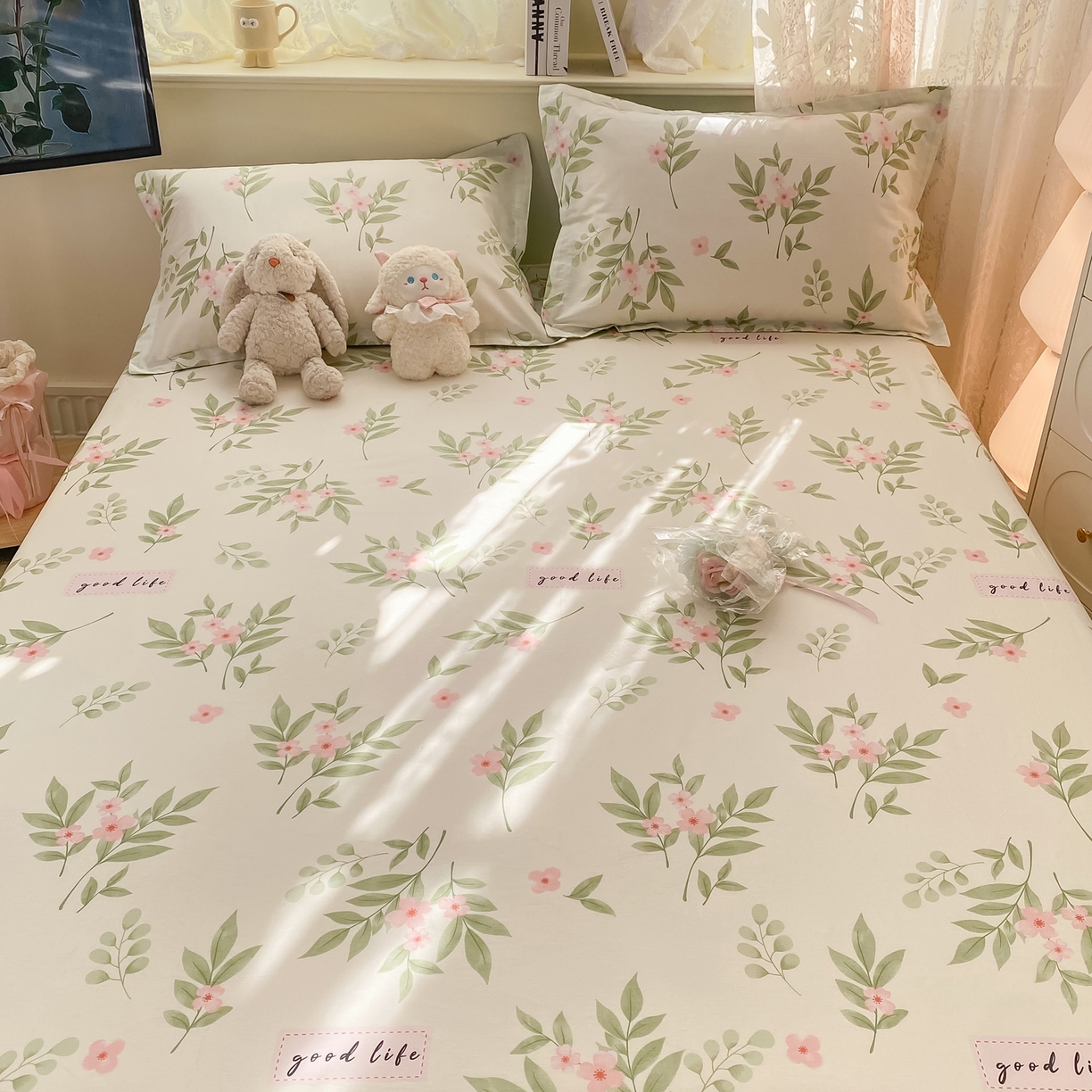 91家纺网 家纺一手货源 找家纺 花梦欣 2026新款全棉印花单品系列-单床笠 扶绿花园