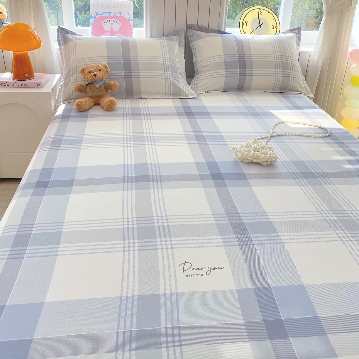 91家纺网 家纺一手货源 找家纺 金丝兔 2026新款纯棉印花单品床单系列 浅格念