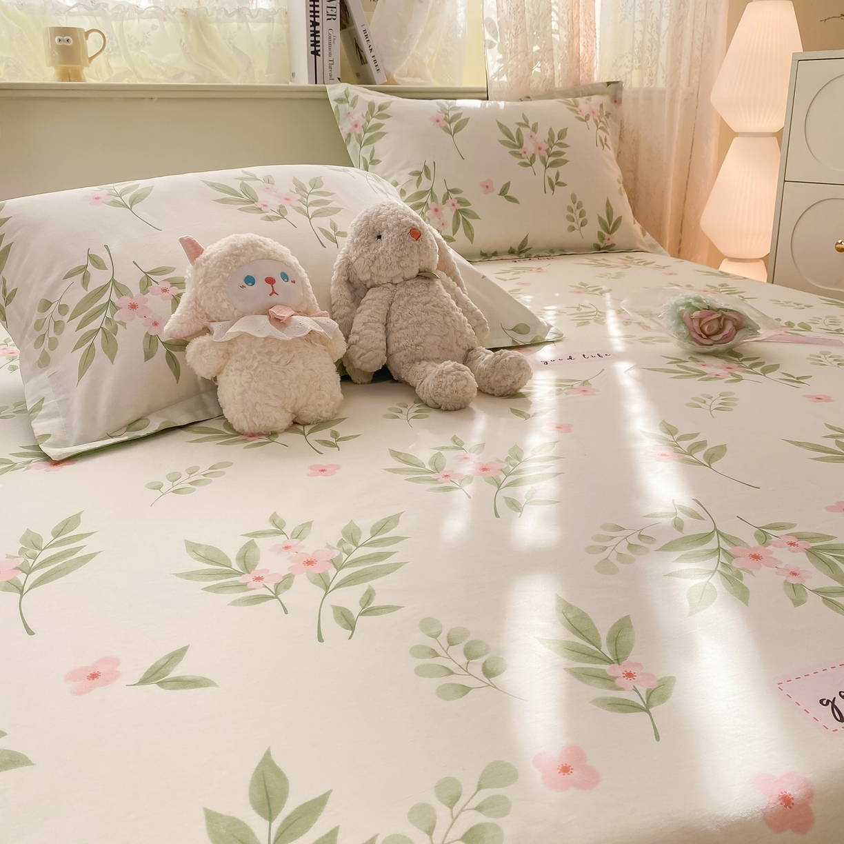 91家纺网 家纺一手货源 找家纺 花梦欣 2026新款全棉印花单品系列-单床笠 扶绿花园