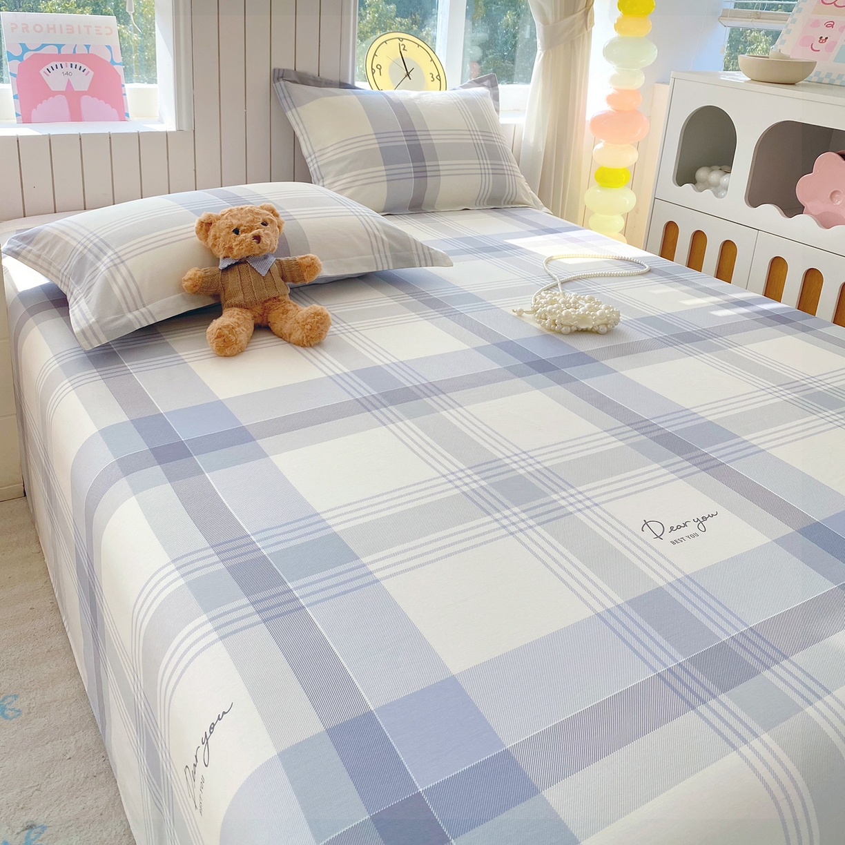 91家纺网 家纺一手货源 找家纺 金丝兔 2026新款纯棉印花单品床单系列 浅格念