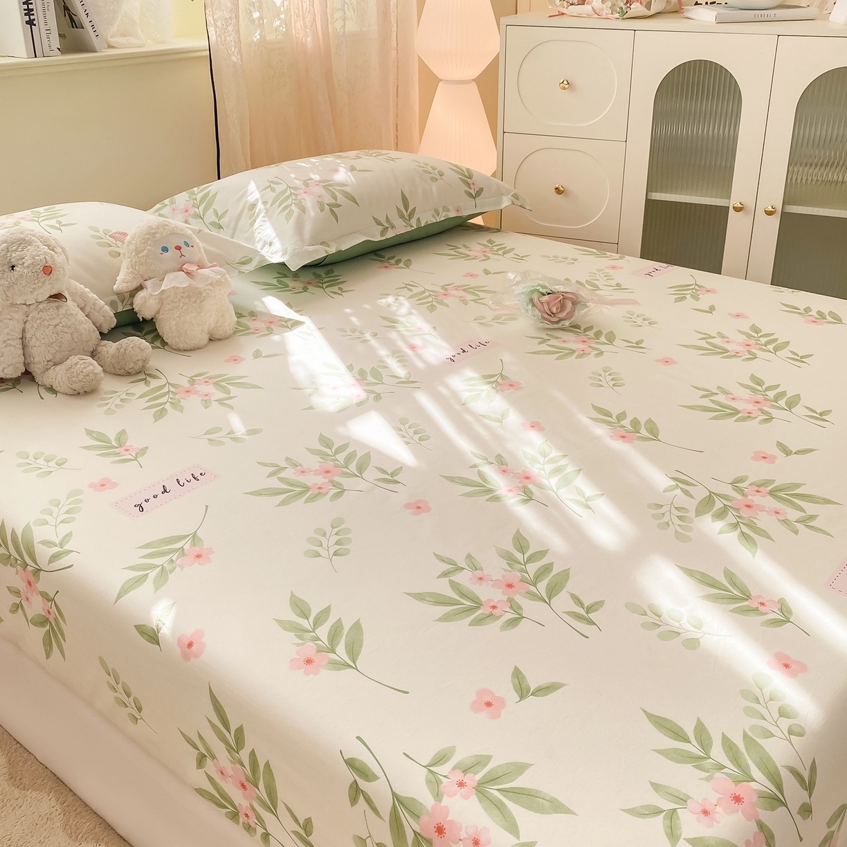 91家纺网 家纺一手货源 找家纺 花梦欣 2026新款全棉印花单品系列-单床笠 扶绿花园