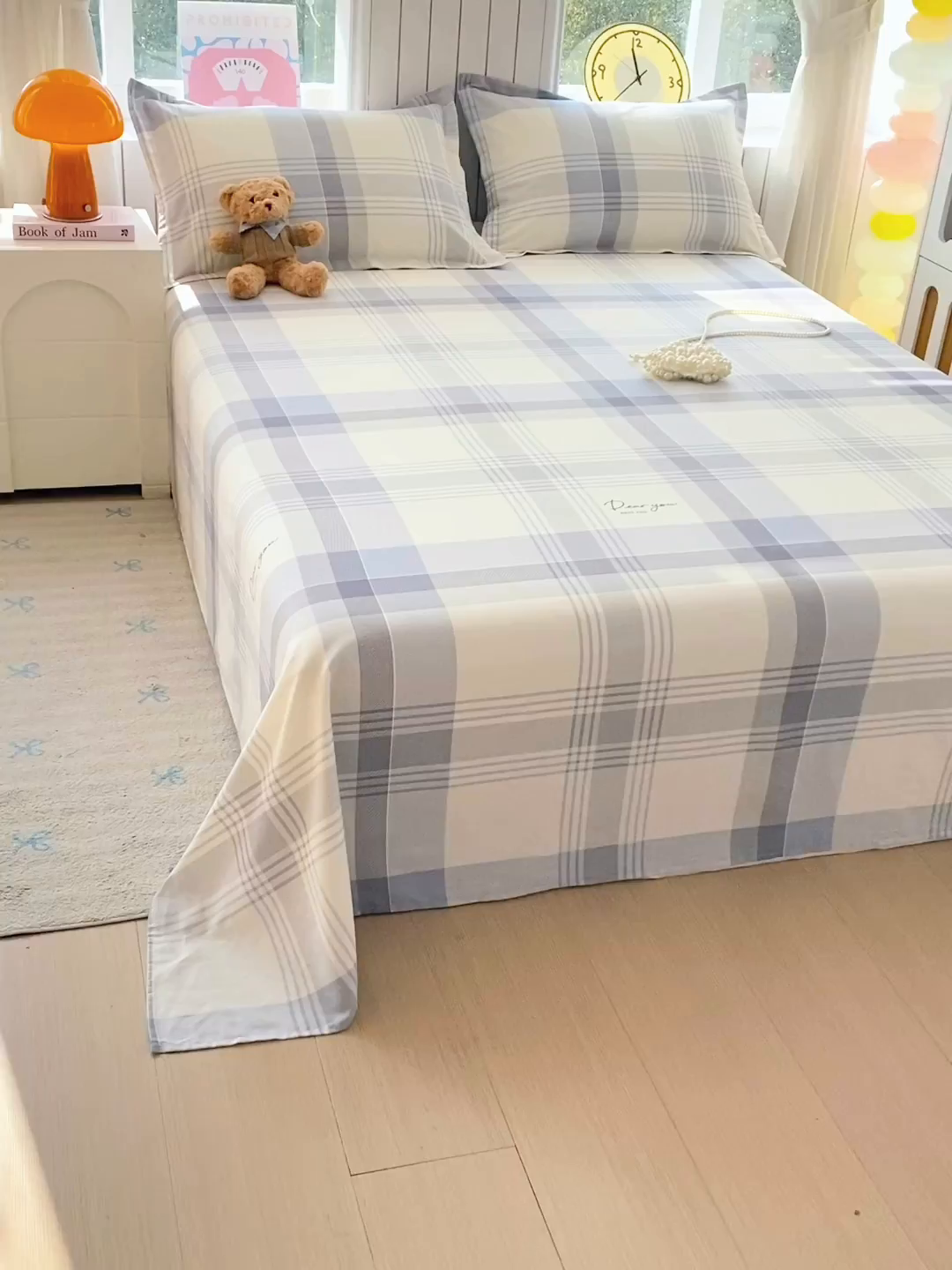 91家纺网 家纺一手货源 找家纺 金丝兔 2026新款纯棉印花单品床单系列 浅格念