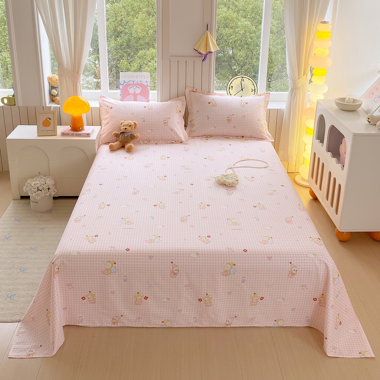 金丝兔 2026新款纯棉印花单品床单系列 甜梦精灵-粉