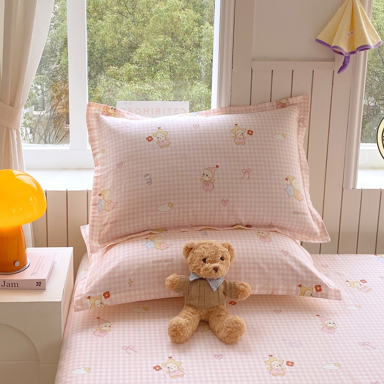 91家纺网 家纺一手货源 找家纺 金丝兔 2026新款纯棉印花单品床单系列 甜梦精灵-粉