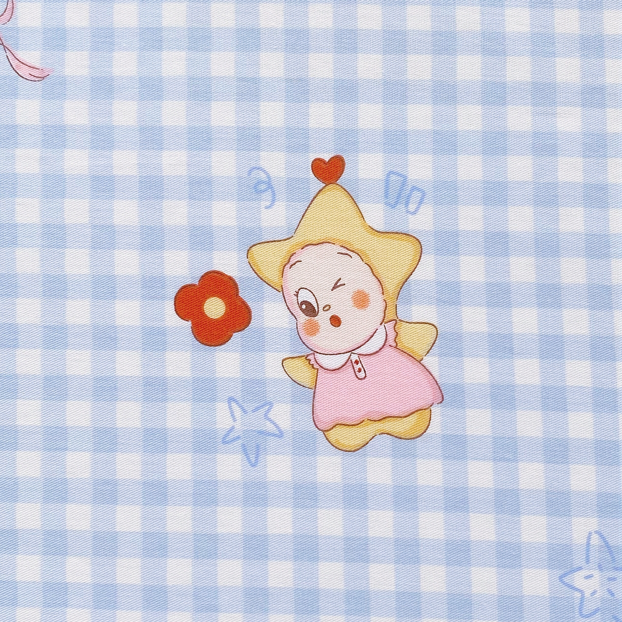 91家纺网 家纺一手货源 找家纺 金丝兔 2026新款纯棉印花单品床单系列 甜梦精灵-蓝