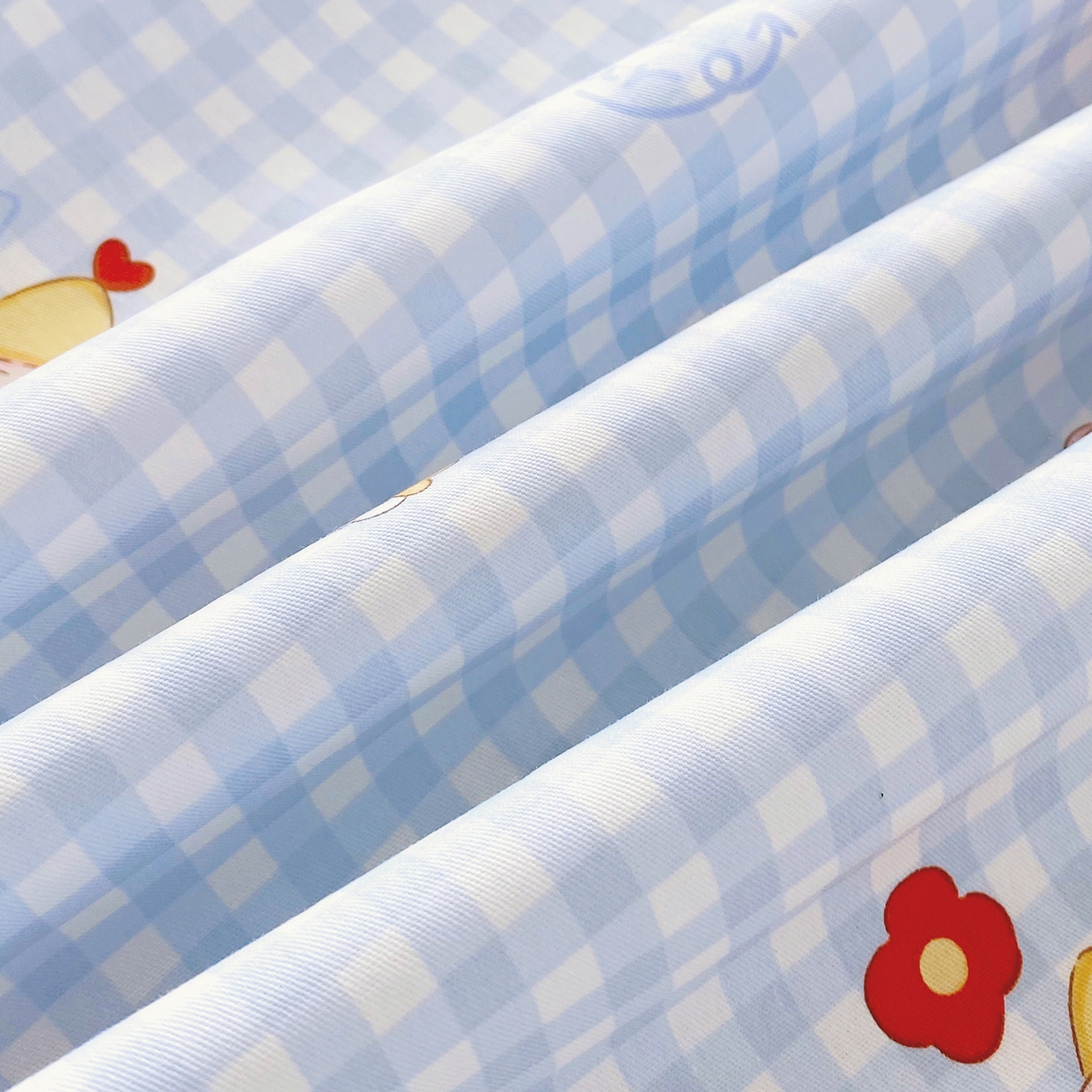 91家纺网 家纺一手货源 找家纺 金丝兔 2026新款纯棉印花单品床单系列 甜梦精灵-蓝