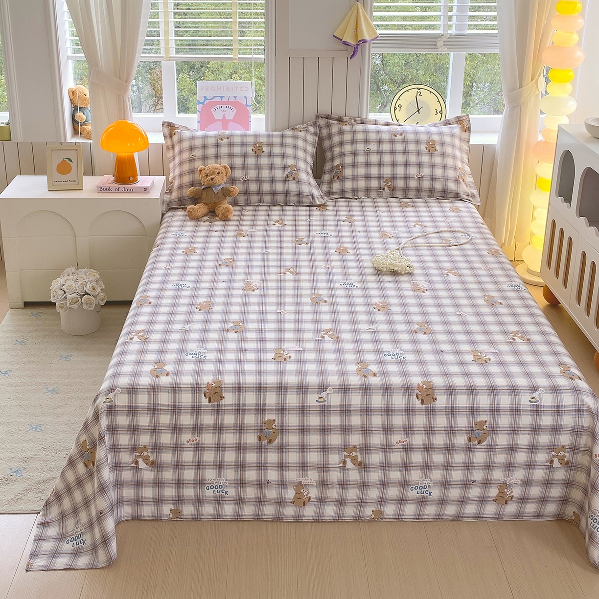 91家纺网 家纺一手货源 找家纺 金丝兔 2026新款纯棉印花单品床单系列 星点漫语