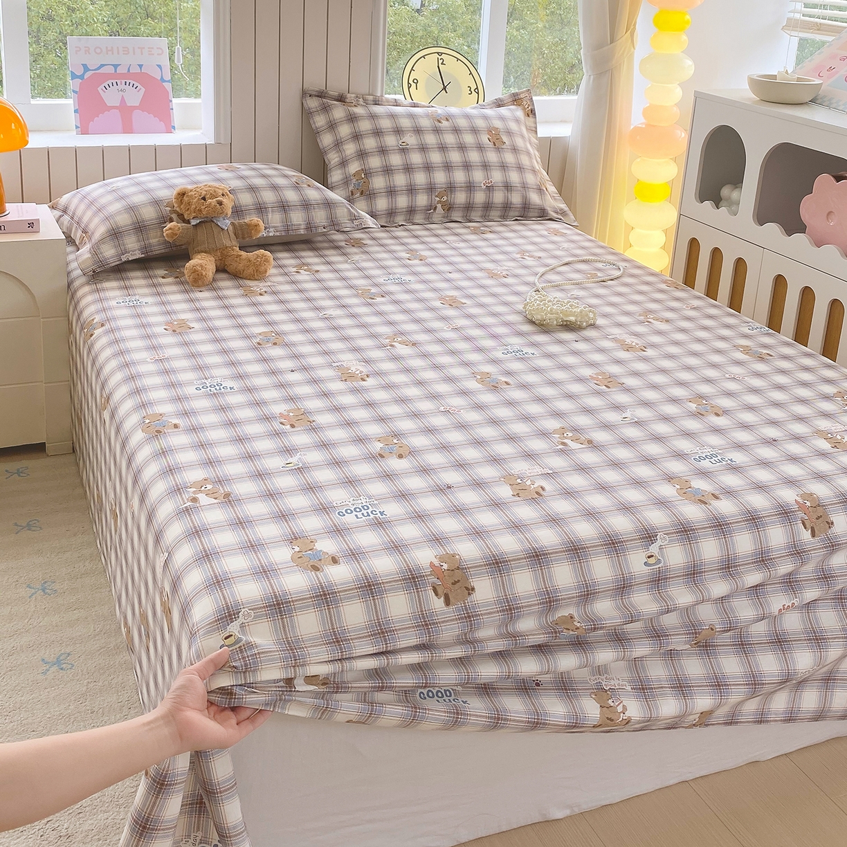 91家纺网 家纺一手货源 找家纺 金丝兔 2026新款纯棉印花单品床单系列 星点漫语