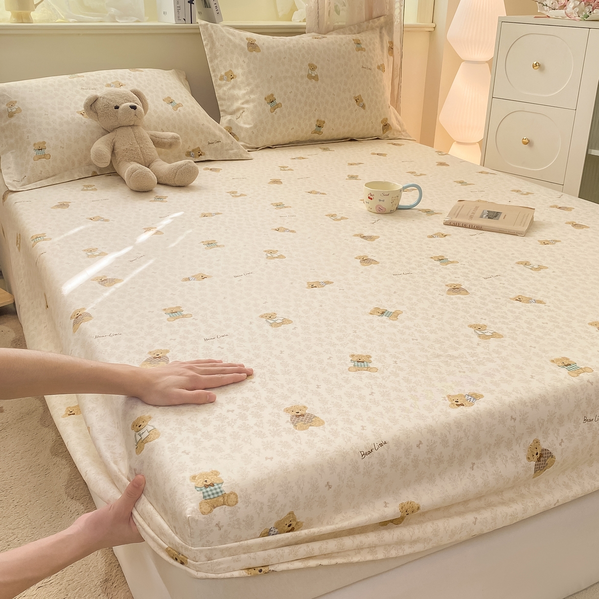 91家纺网 家纺一手货源 找家纺 花梦欣 2026新款全棉印花单品系列-单床笠 果酱电台