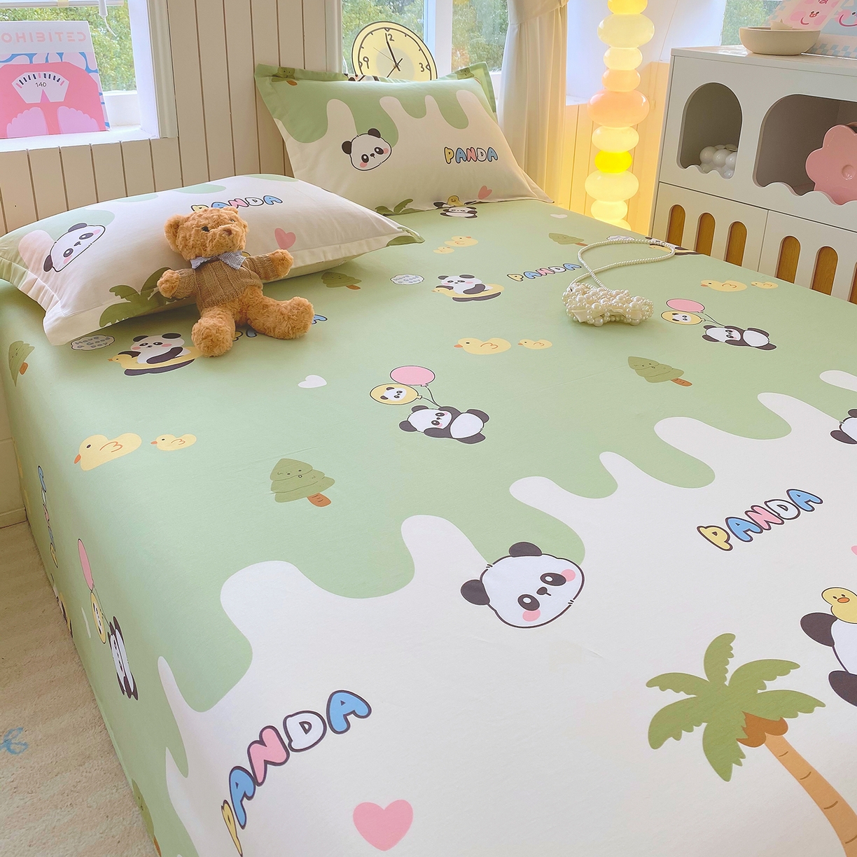 91家纺网 家纺一手货源 找家纺 金丝兔 2026新款纯棉印花单品床单系列 熊猫鸭鸭