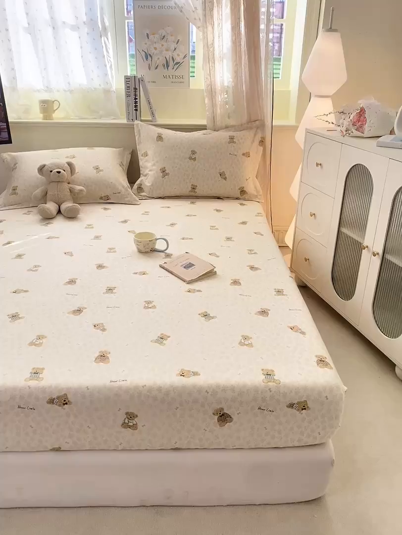 91家纺网 家纺一手货源 找家纺 花梦欣 2026新款全棉印花单品系列-单床笠 果酱电台