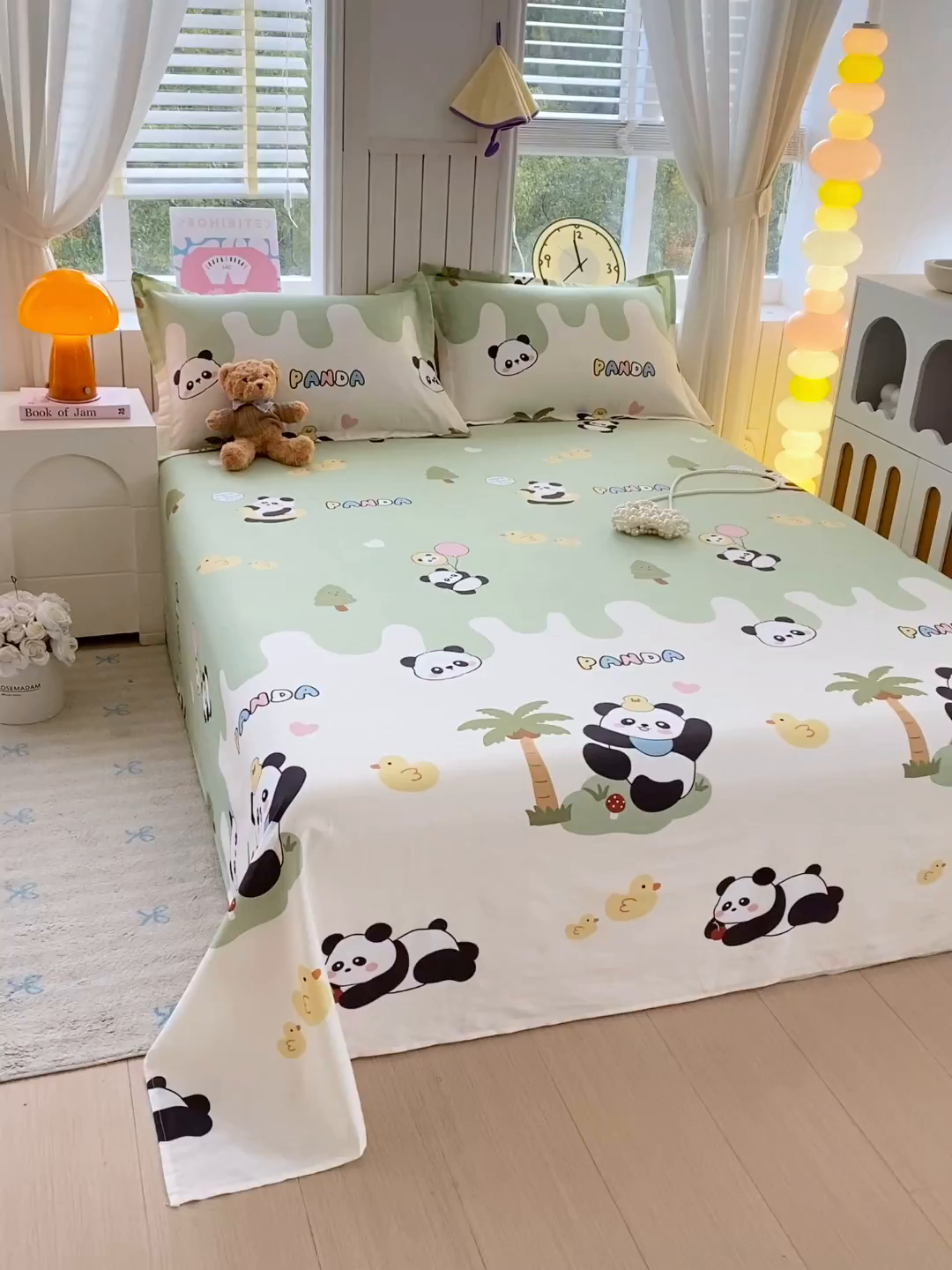 91家纺网 家纺一手货源 找家纺 金丝兔 2026新款纯棉印花单品床单系列 熊猫鸭鸭