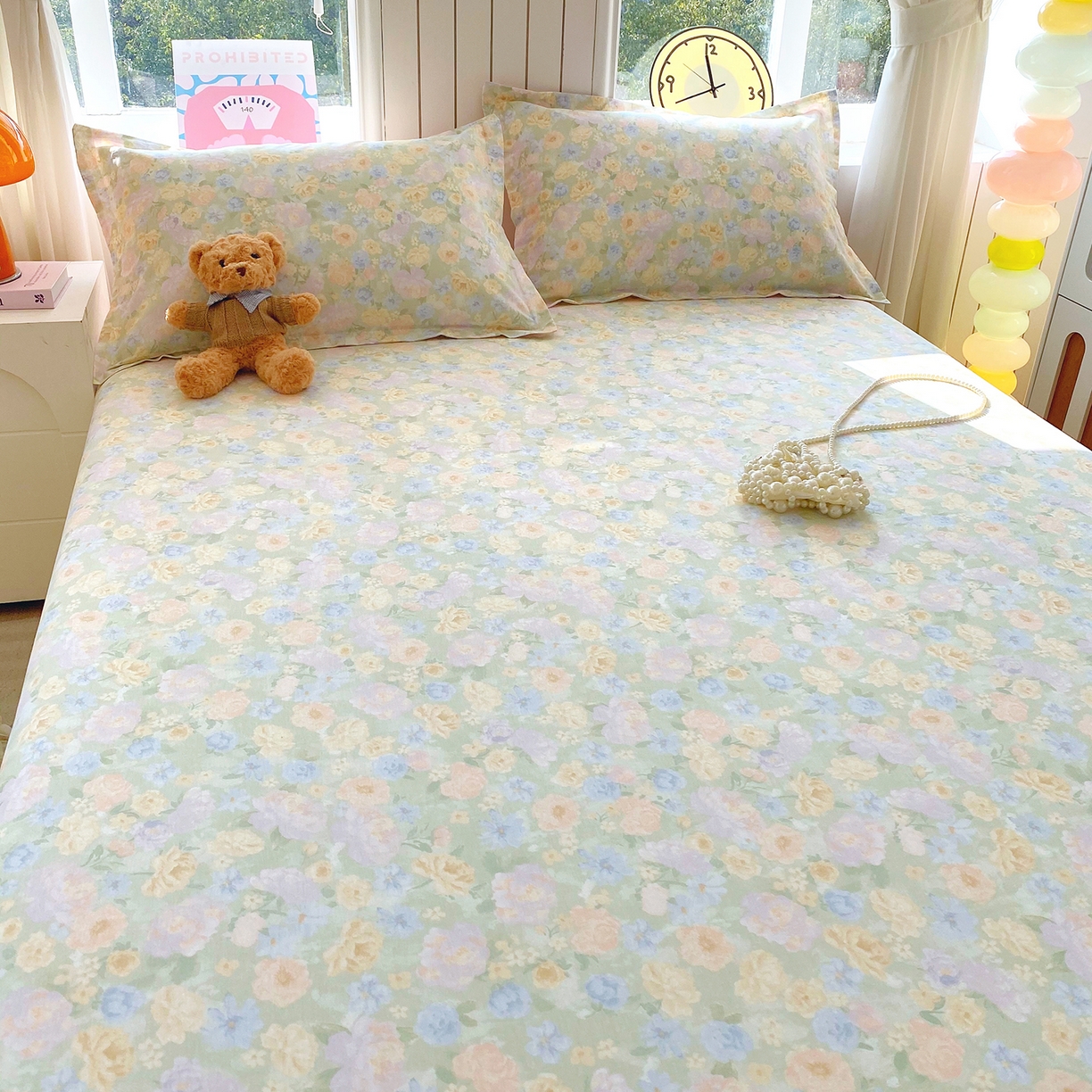 91家纺网 家纺一手货源 找家纺 金丝兔 2026新款纯棉印花单品床单系列 栀子花语