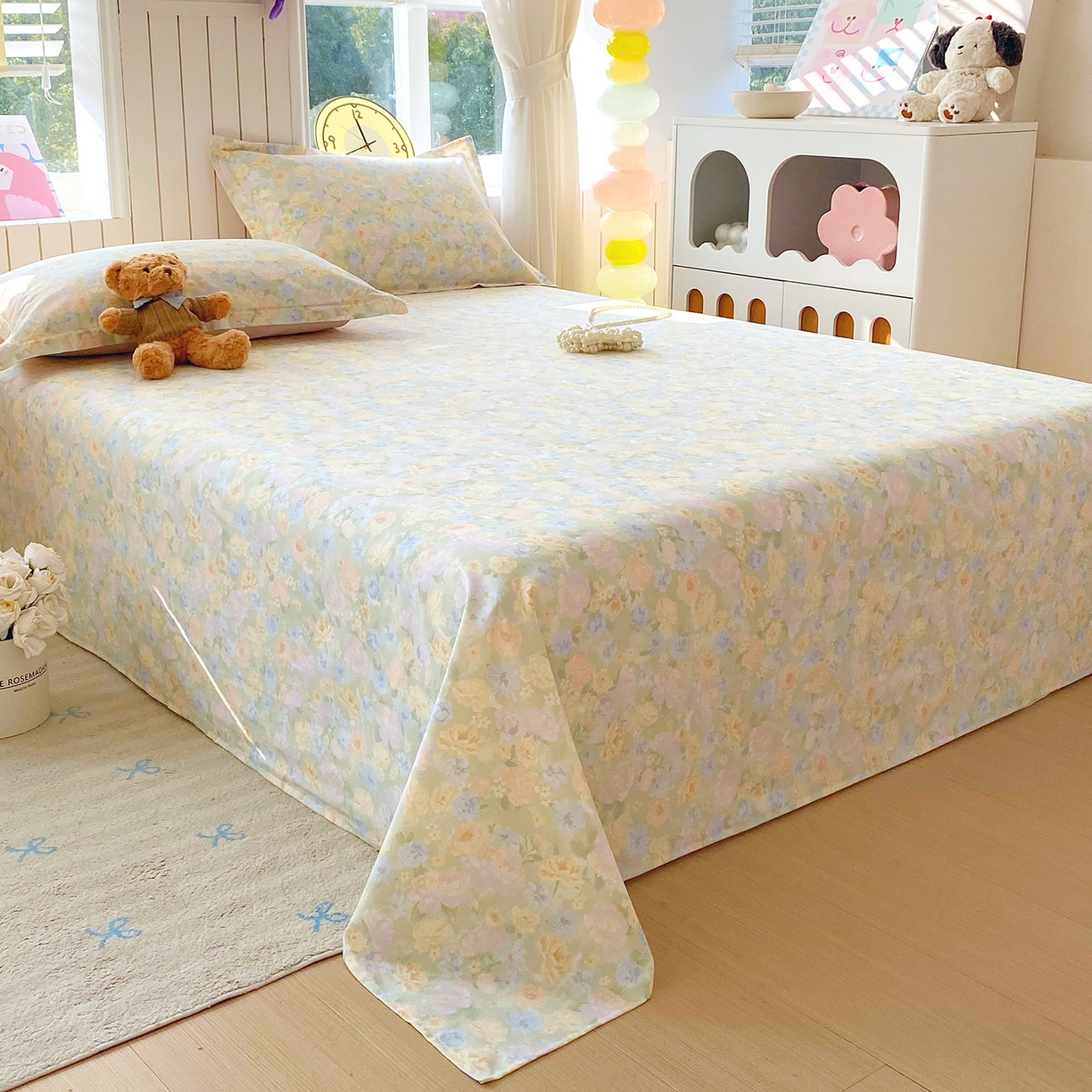 91家纺网 家纺一手货源 找家纺 金丝兔 2026新款纯棉印花单品床单系列 栀子花语