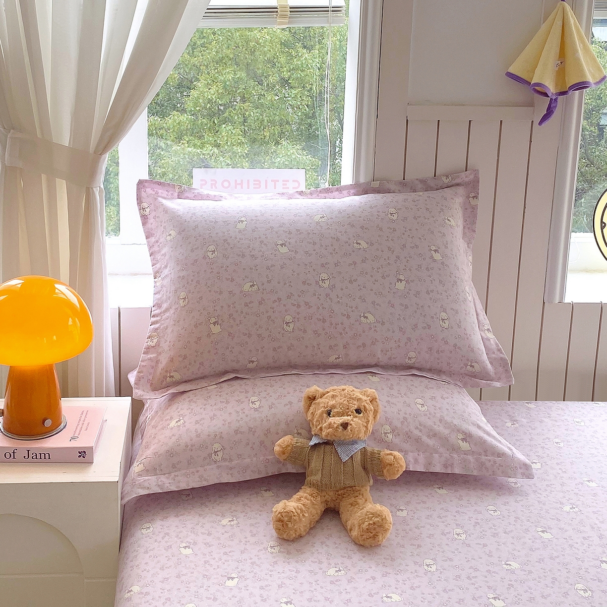 91家纺网 家纺一手货源 找家纺 金丝兔 2026新款纯棉印花单品床单系列 紫苏