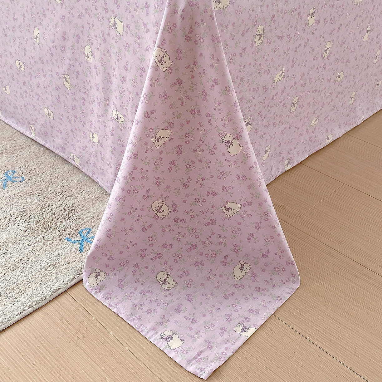 91家纺网 家纺一手货源 找家纺 金丝兔 2026新款纯棉印花单品床单系列 紫苏