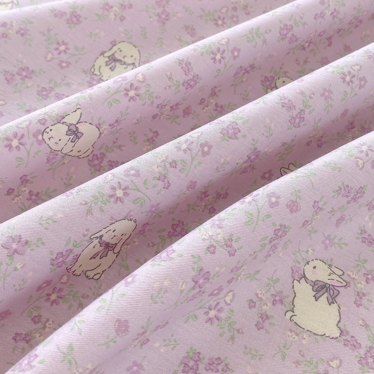 91家纺网 家纺一手货源 找家纺 金丝兔 2026新款纯棉印花单品床单系列 紫苏