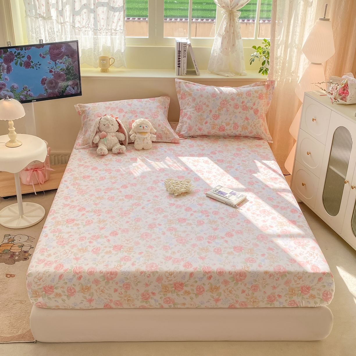 91家纺网 家纺一手货源 找家纺 花梦欣 2026新款全棉印花单品系列-单床笠 花恋