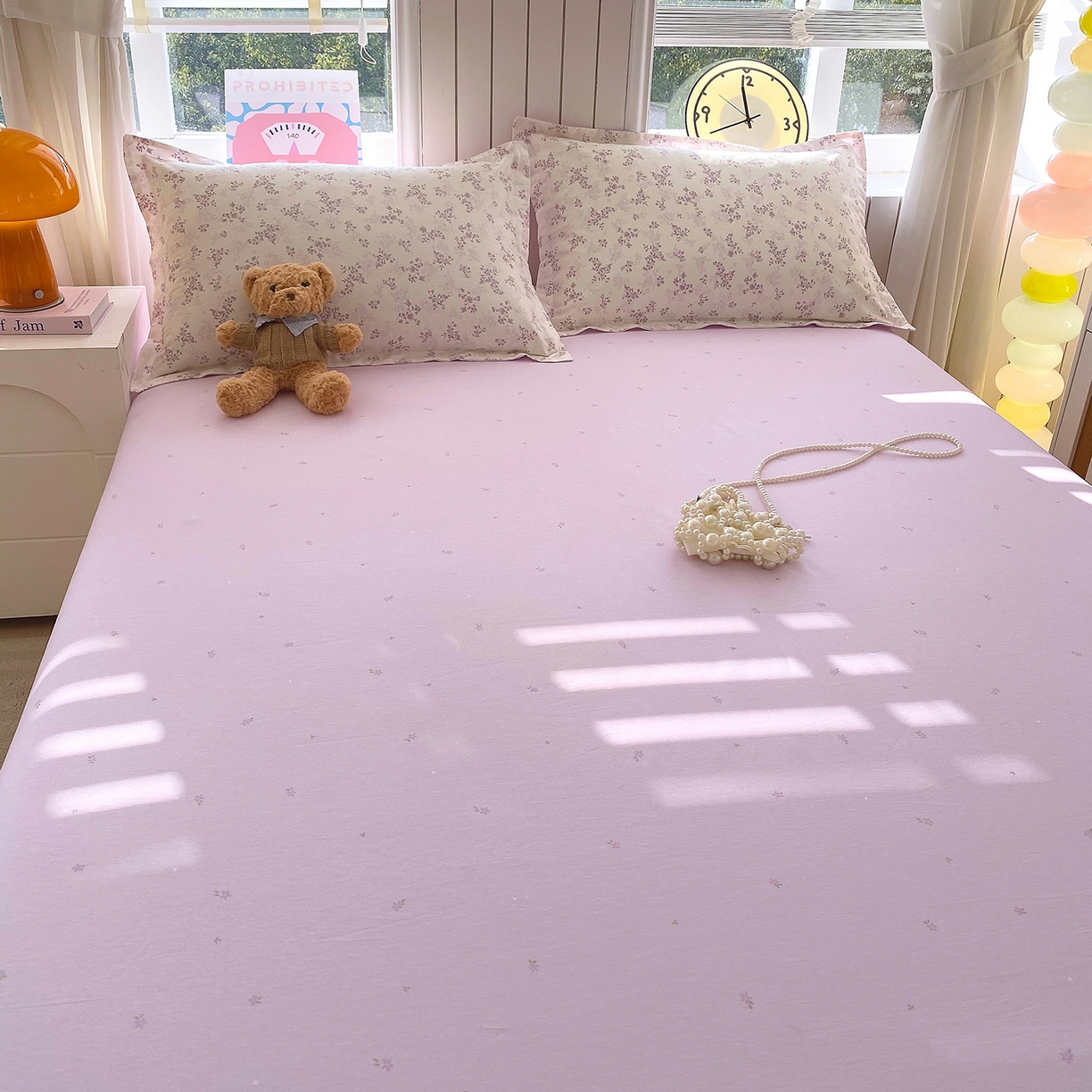 91家纺网 家纺一手货源 找家纺 金丝兔 2026新款纯棉印花单品床单系列 紫小花