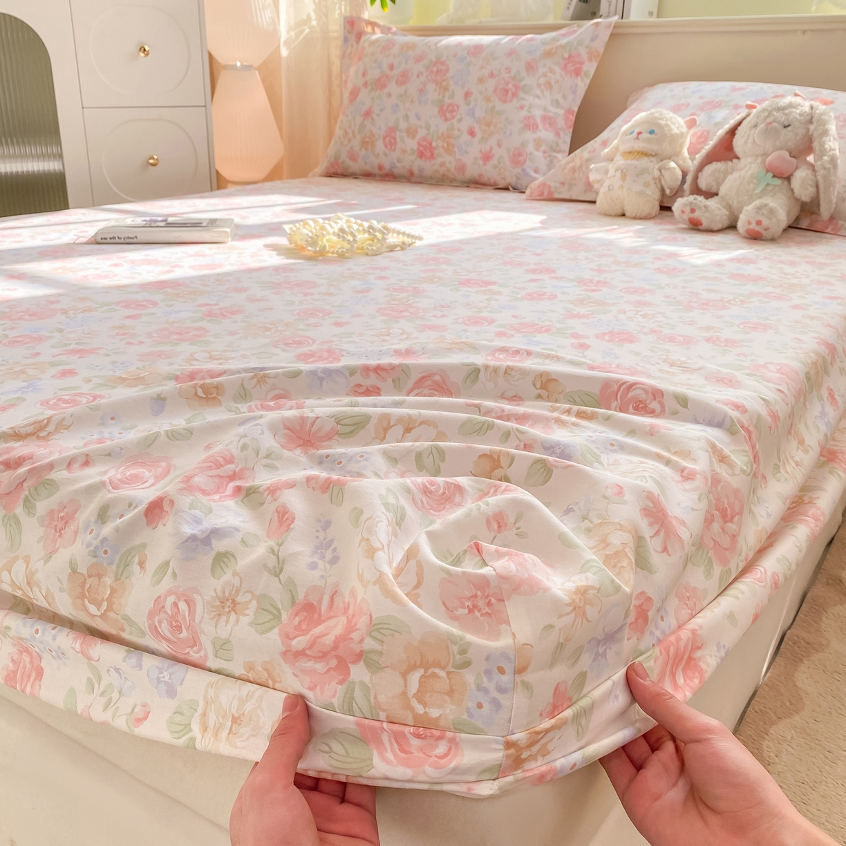 91家纺网 家纺一手货源 找家纺 花梦欣 2026新款全棉印花单品系列-单床笠 花恋