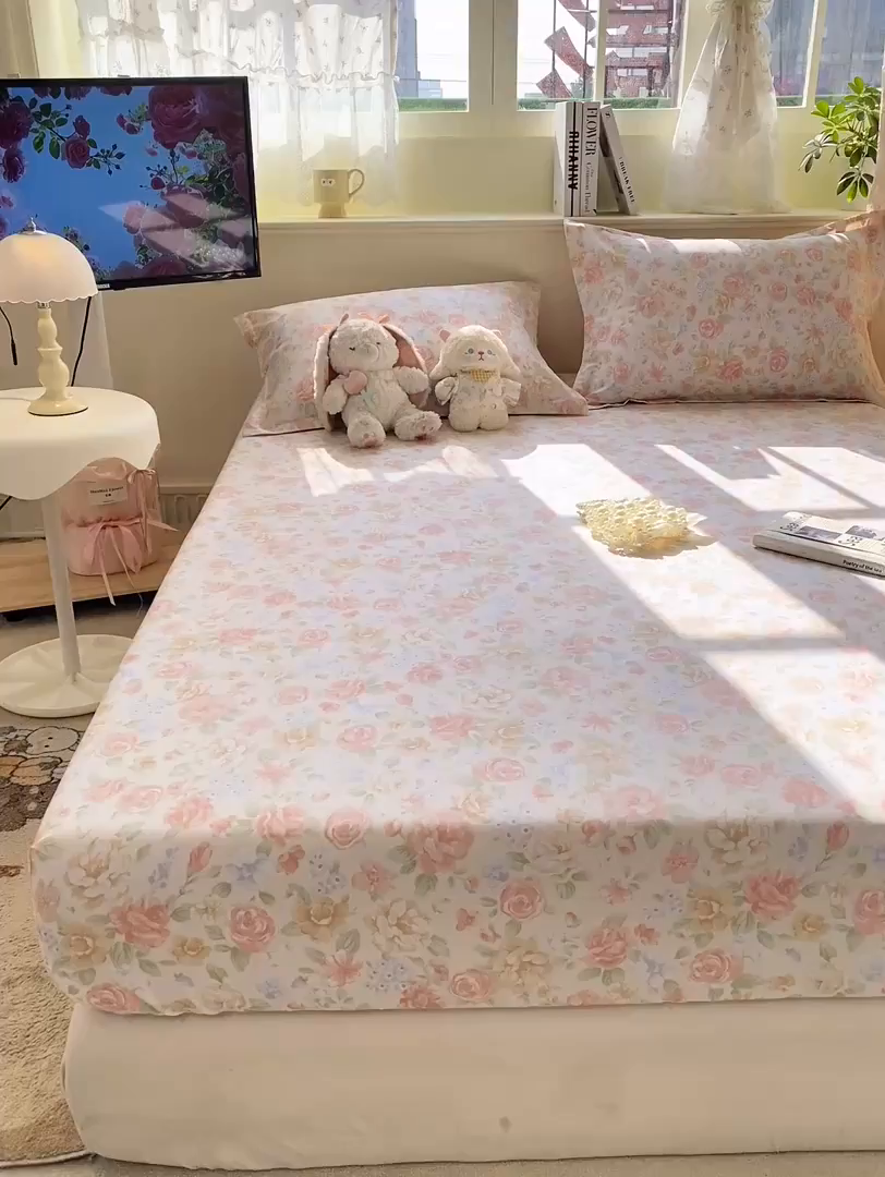 91家纺网 家纺一手货源 找家纺 花梦欣 2026新款全棉印花单品系列-单床笠 花恋