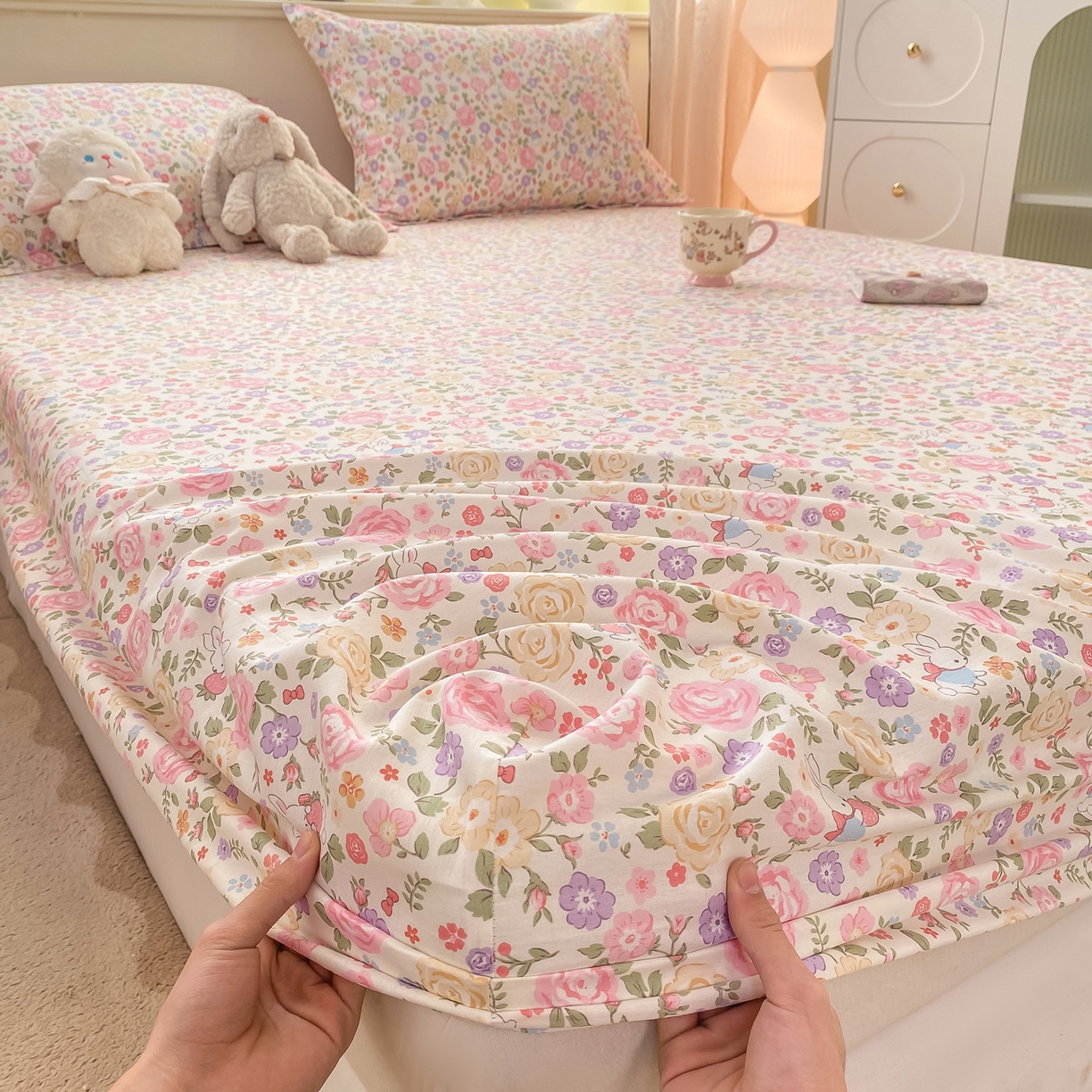 花梦欣 2026新款全棉印花单品系列-单床笠 花园芬芳