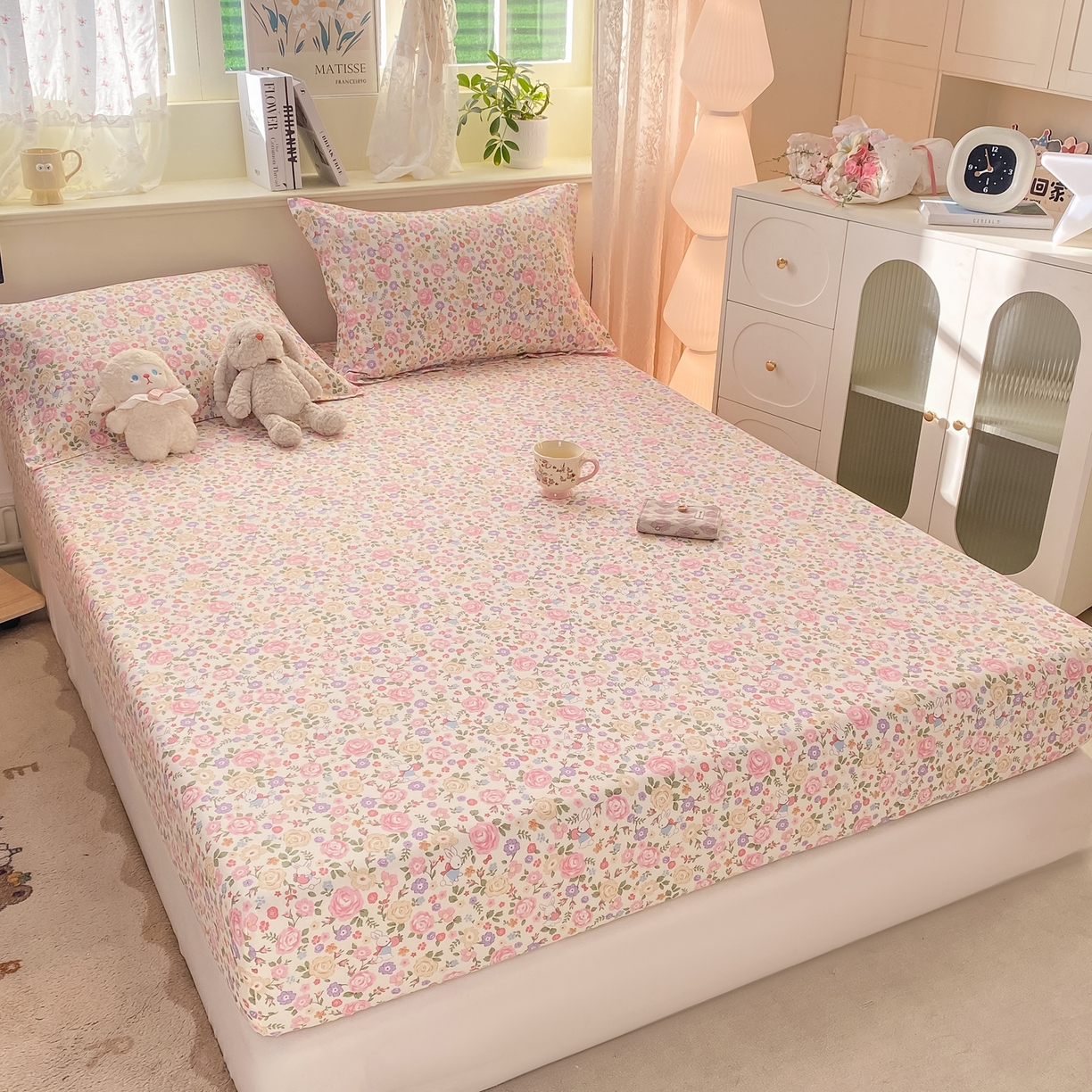 91家纺网 家纺一手货源 找家纺 花梦欣 2026新款全棉印花单品系列-单床笠 花园芬芳