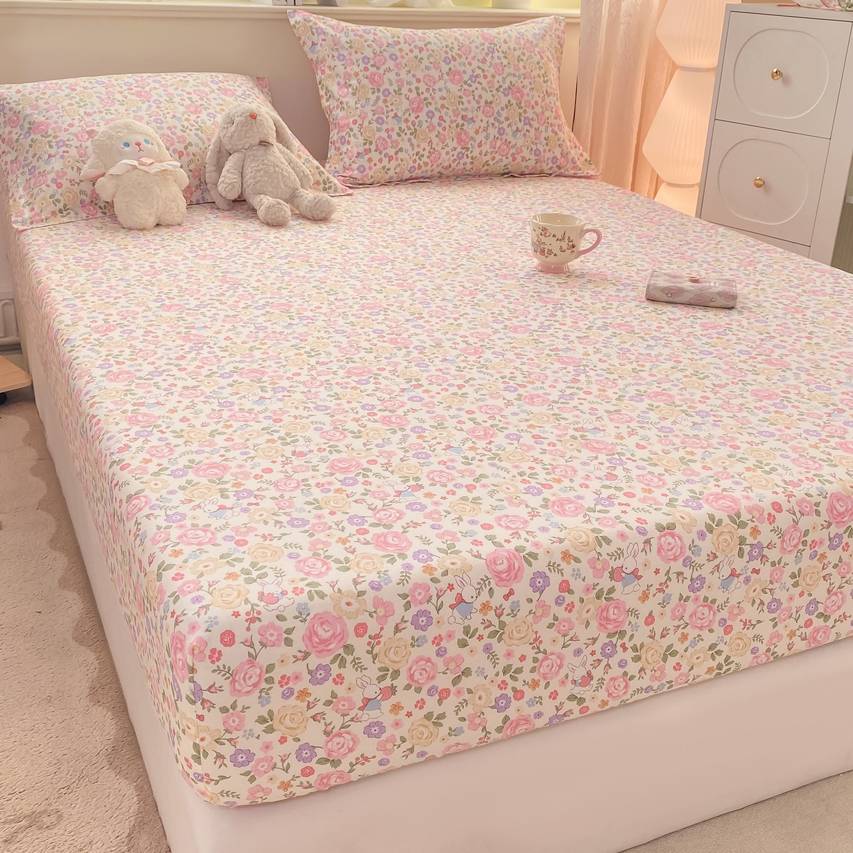 91家纺网 家纺一手货源 找家纺 花梦欣 2026新款全棉印花单品系列-单床笠 花园芬芳