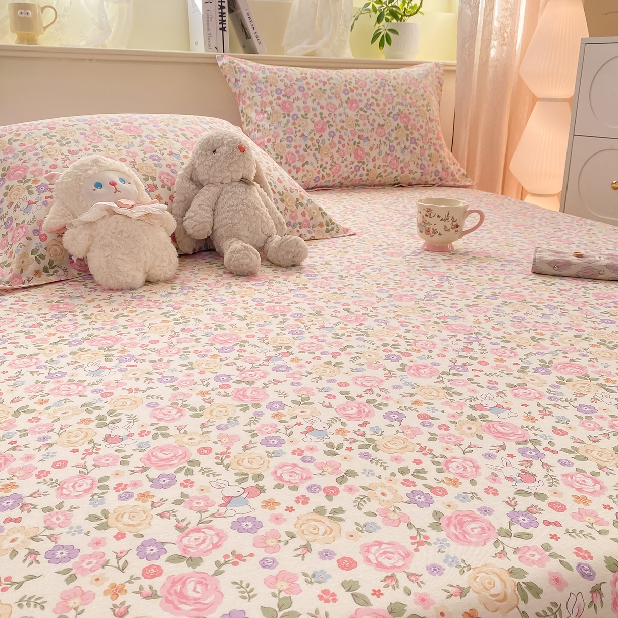 91家纺网 家纺一手货源 找家纺 花梦欣 2026新款全棉印花单品系列-单床笠 花园芬芳