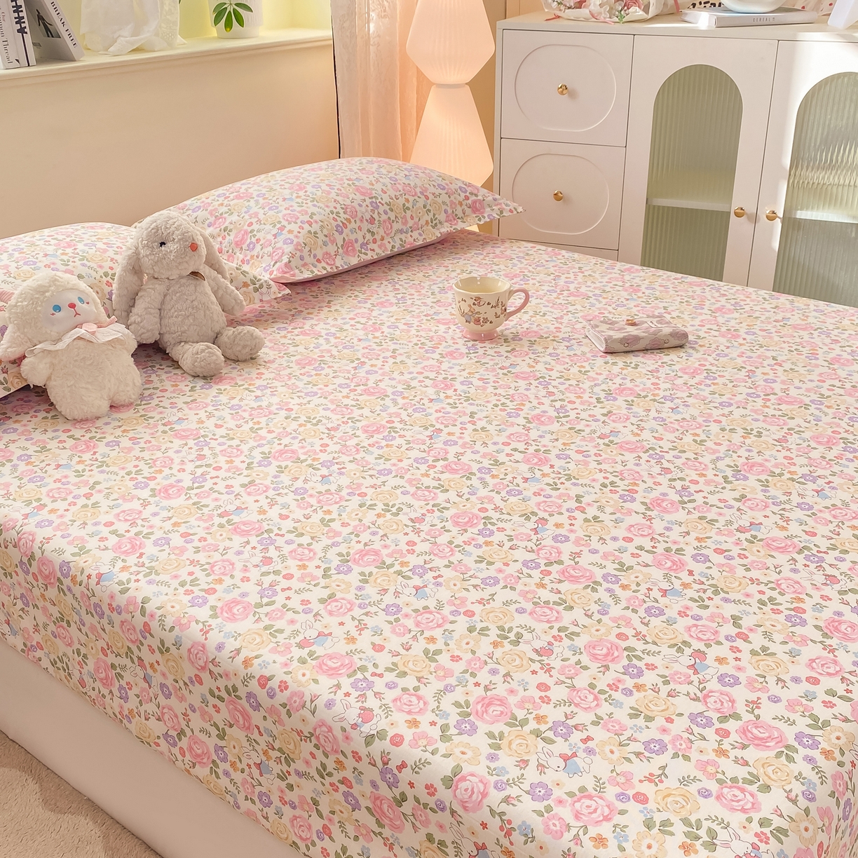 91家纺网 家纺一手货源 找家纺 花梦欣 2026新款全棉印花单品系列-单床笠 花园芬芳