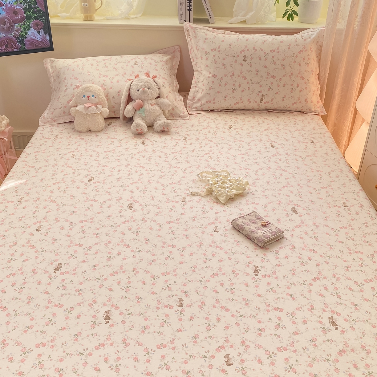 91家纺网 家纺一手货源 找家纺 花梦欣 2026新款全棉印花单品系列-单床笠 花中仙子