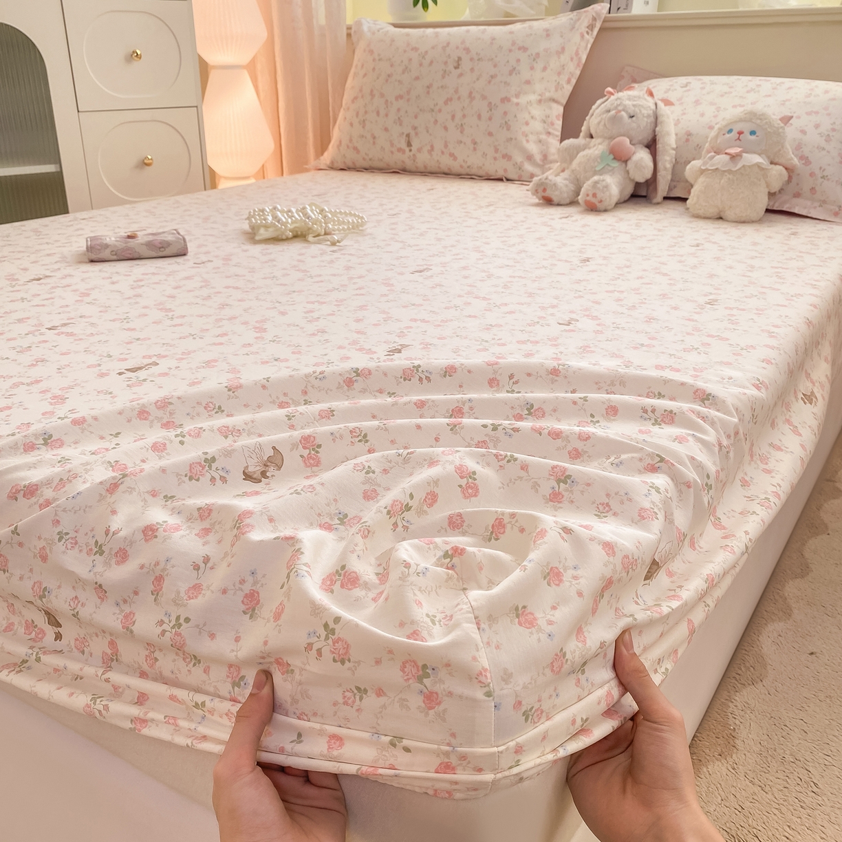 91家纺网 家纺一手货源 找家纺 花梦欣 2026新款全棉印花单品系列-单床笠 花中仙子