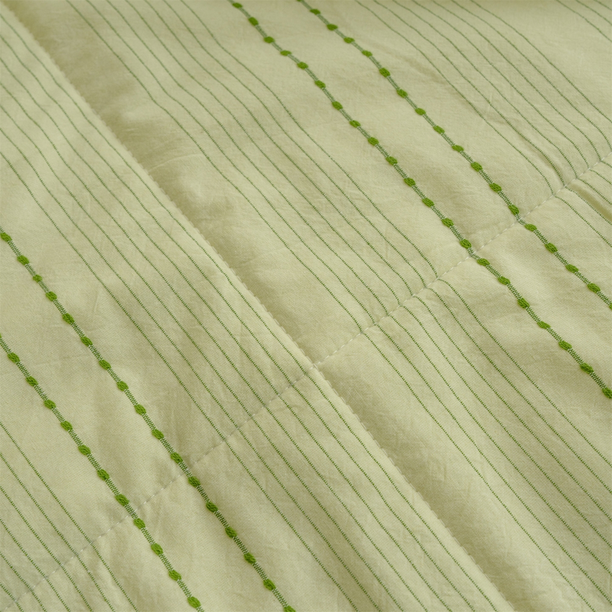 91家纺网 家纺一手货源 找家纺 被窝家纺 2026新款米粒提花全棉水洗棉新疆棉花夏被夏凉被空调被四件套 米粒-嫩绿