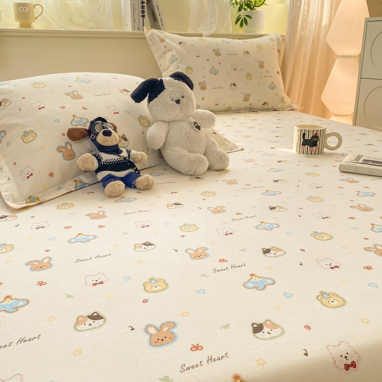 91家纺网 家纺一手货源 找家纺 花梦欣 2026新款全棉印花单品系列-单床笠 萌宠国度