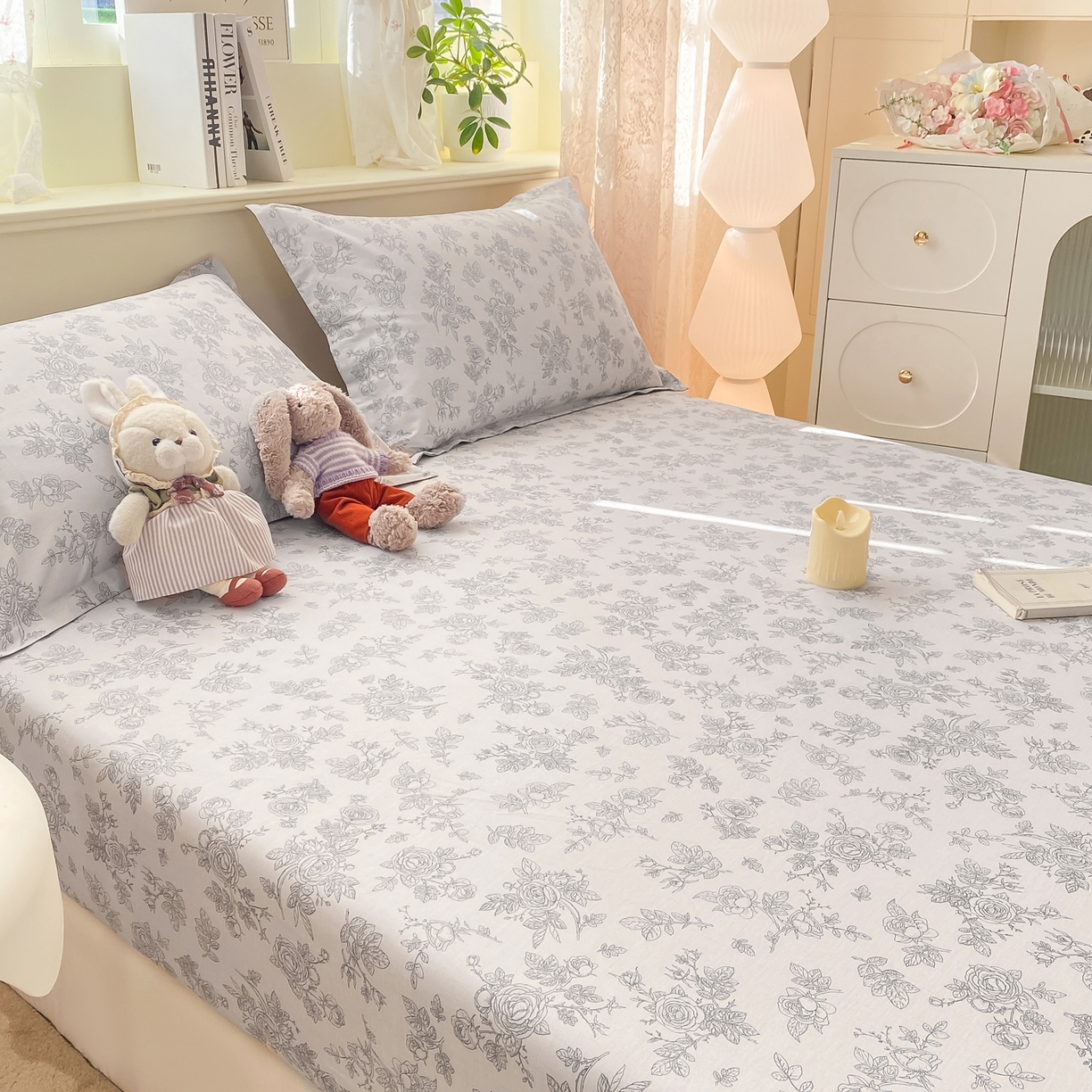 91家纺网 家纺一手货源 找家纺 花梦欣 2026新款全棉印花单品系列-单床笠 摩菲