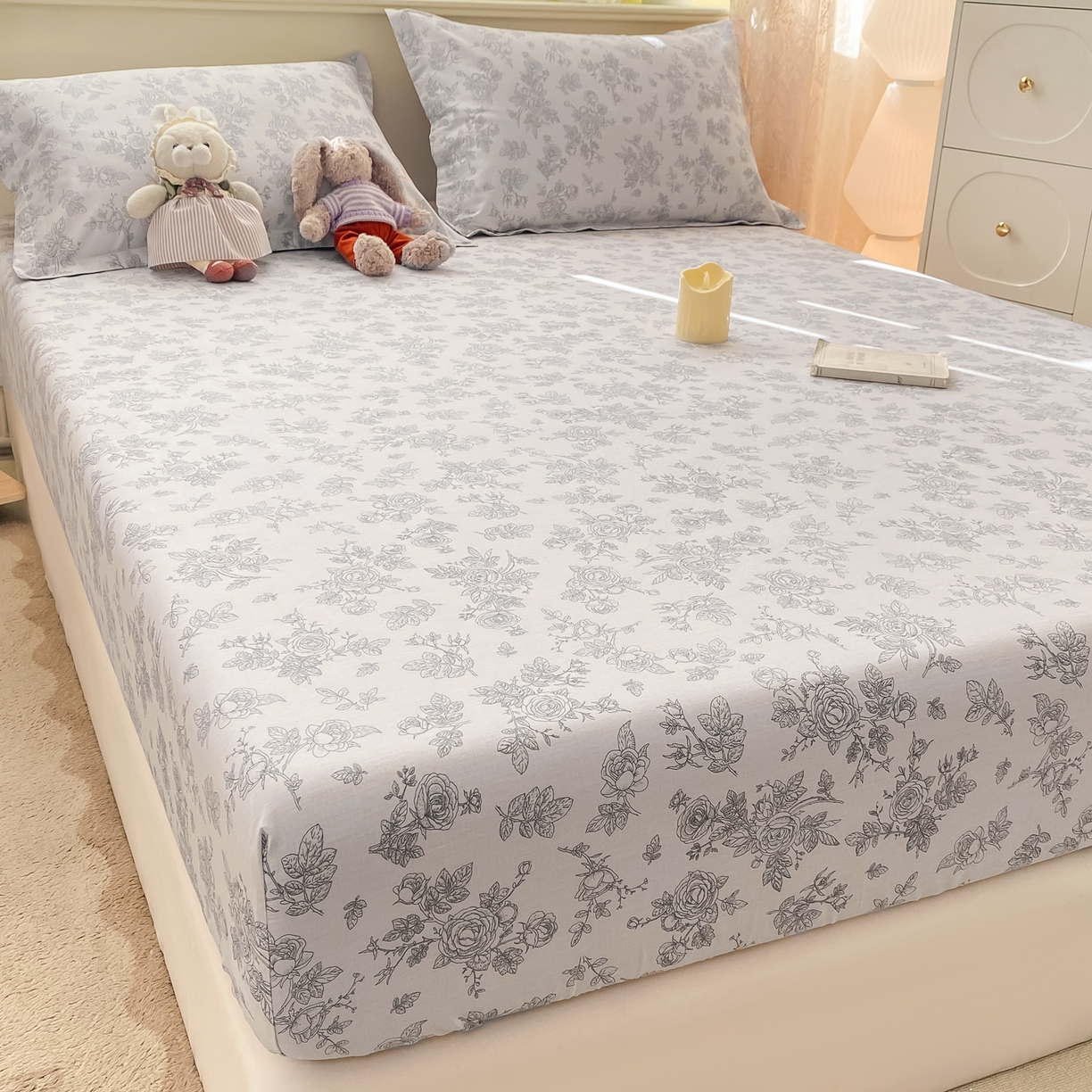 91家纺网 家纺一手货源 找家纺 花梦欣 2026新款全棉印花单品系列-单床笠 摩菲