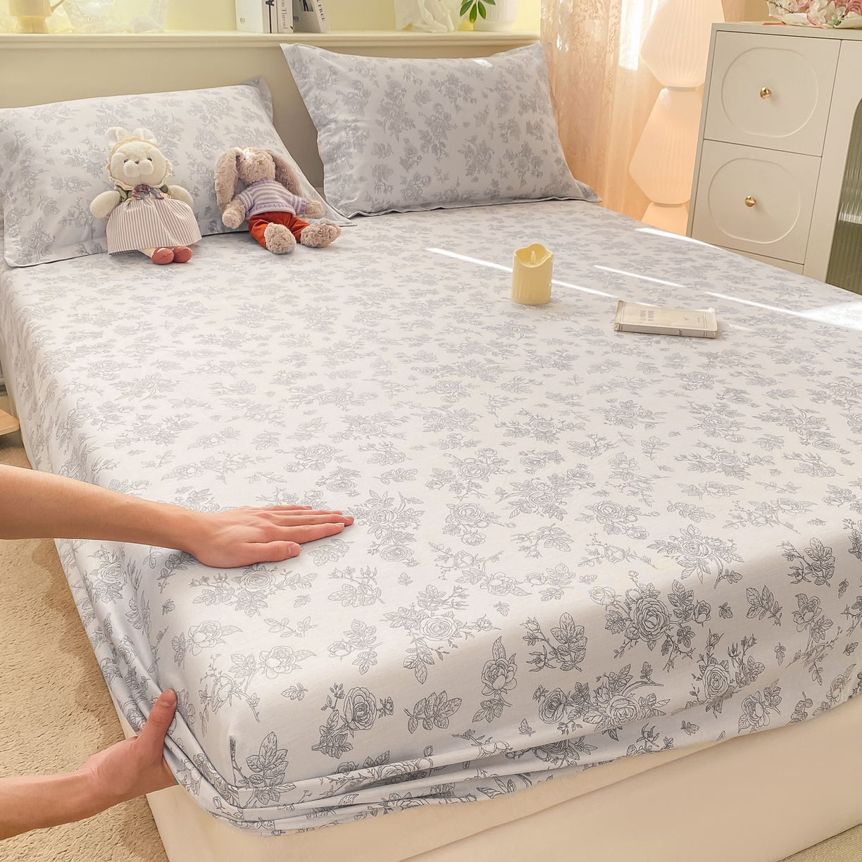 91家纺网 家纺一手货源 找家纺 花梦欣 2026新款全棉印花单品系列-单床笠 摩菲